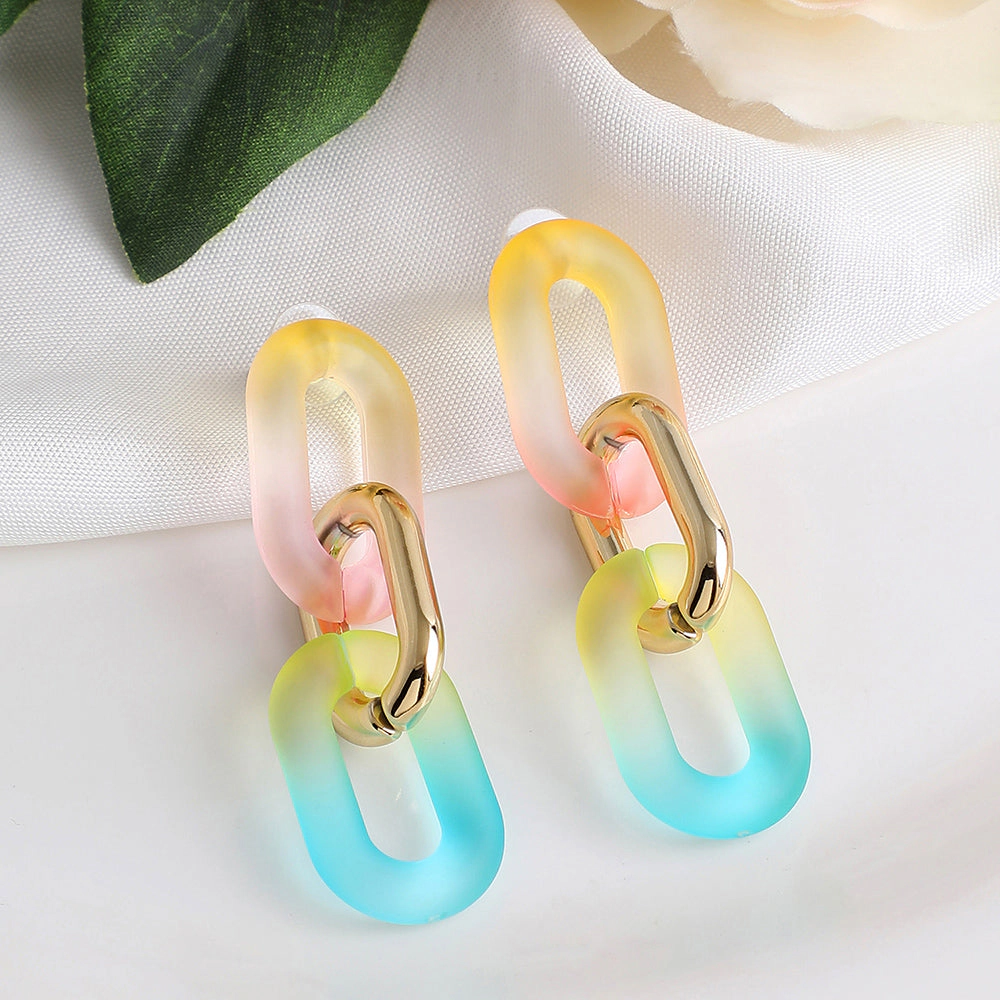 SOHI Women's Gold Ombre Chainlink Drop Earrings