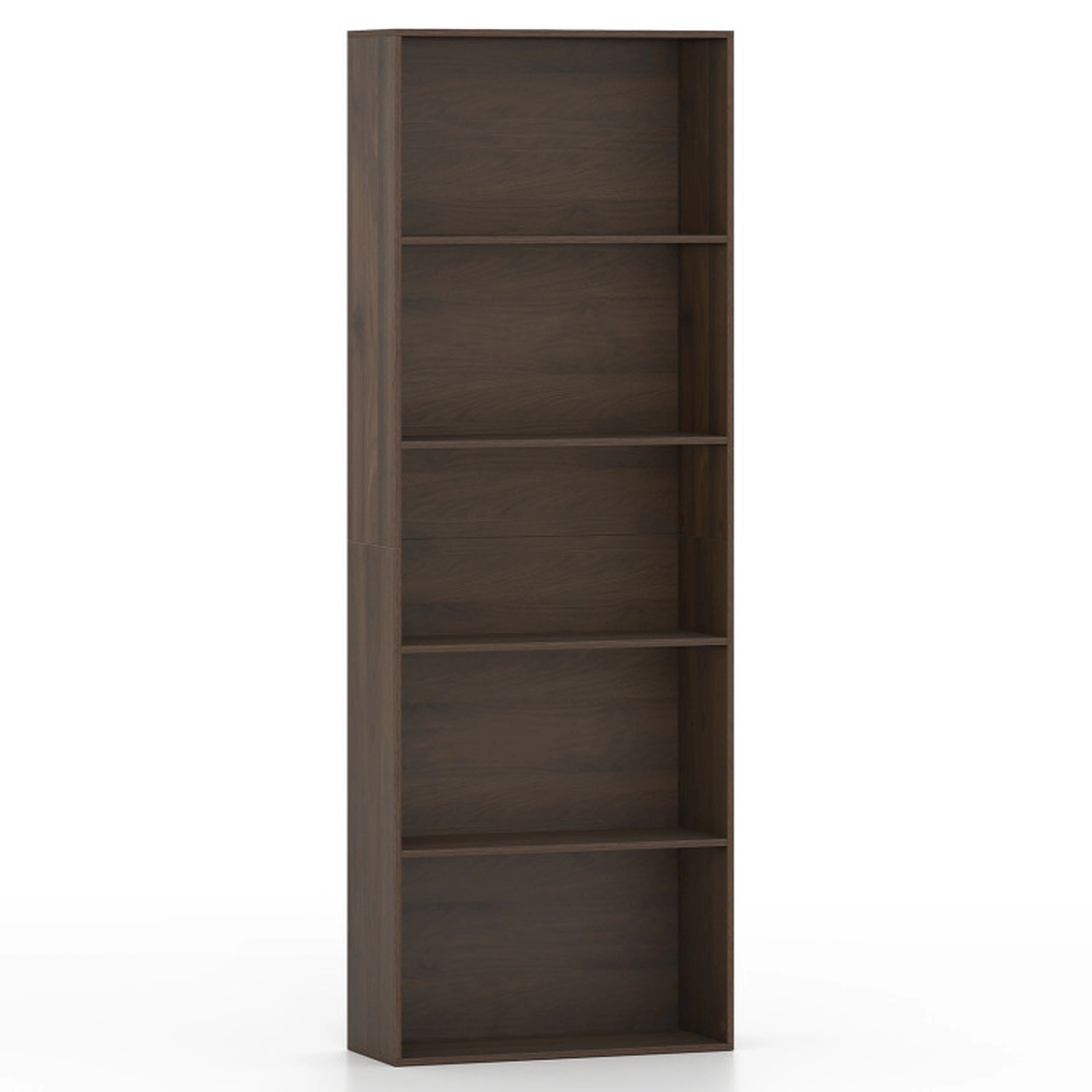 SUGIFT 5-Tier Freestanding Open Bookcase Bookshelf with 24-in Frame 45-lb Per Shelf Storage Organizer Dark Walnut