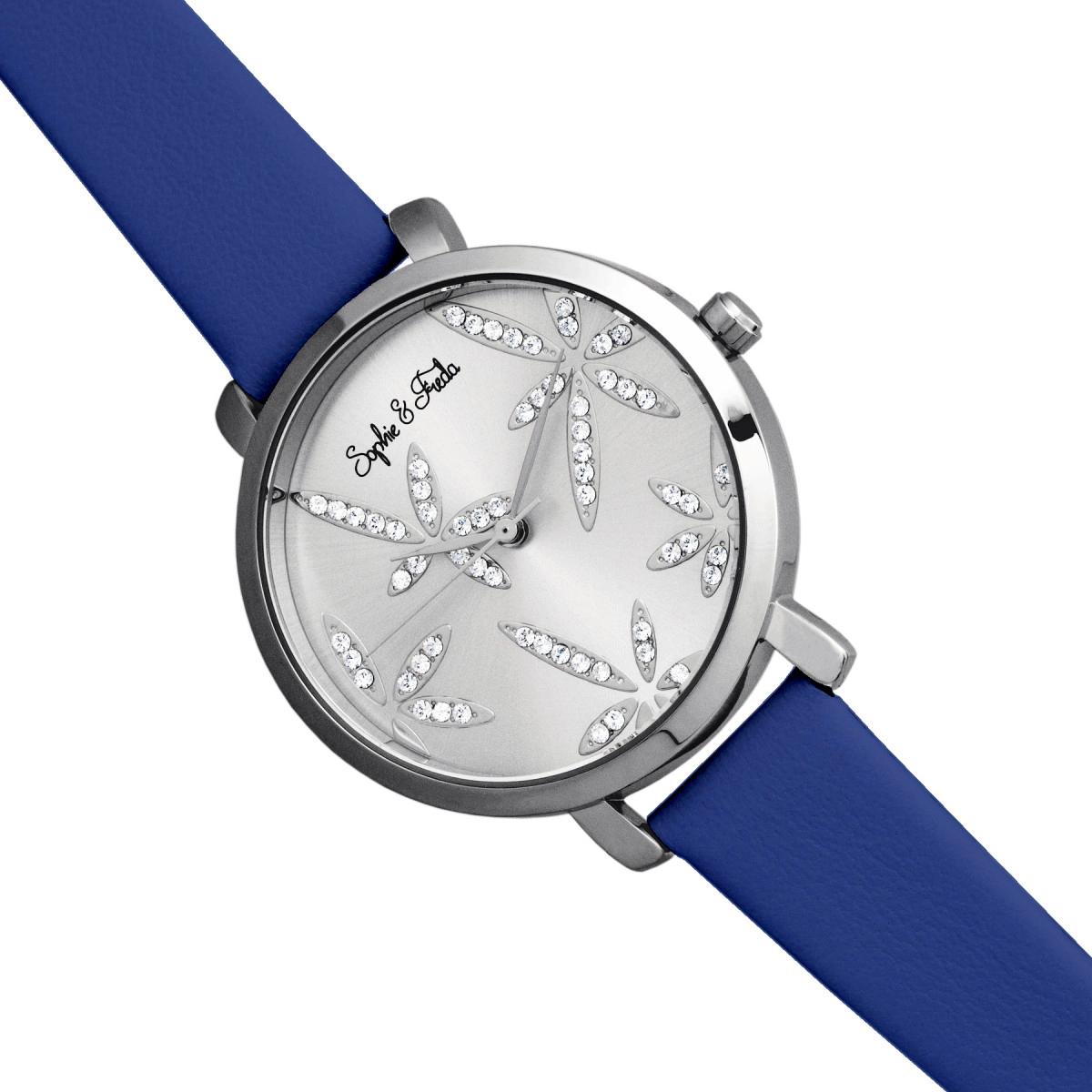 Sophie & Freda Key West Leather-Band Watch w/Swarovski Crystals