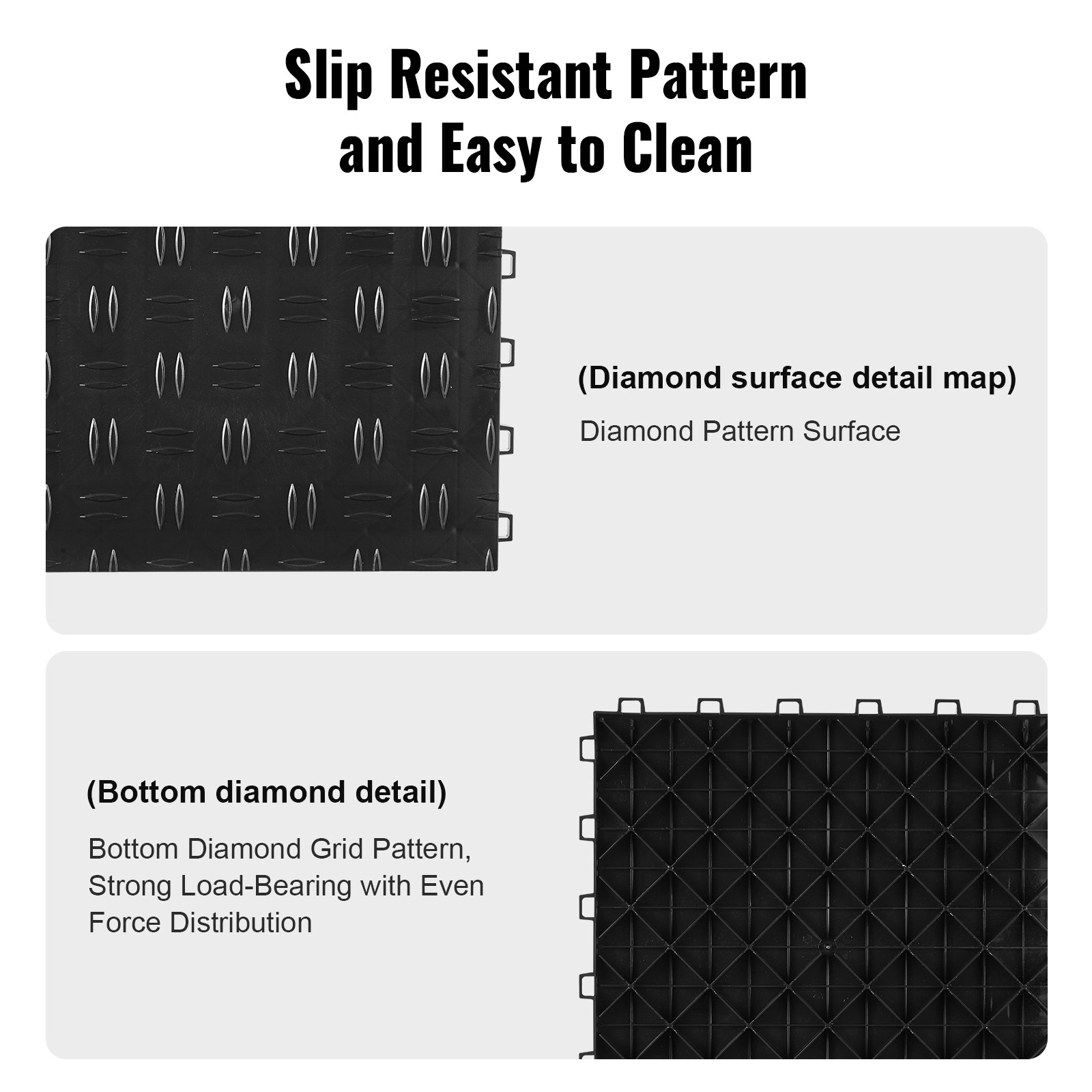 HONGGE Garage Tiles Interlocking 12 x 12 x 0.53 inch Garage Floor Covering Tiles Non-Slip Double-Sided Texture Garage