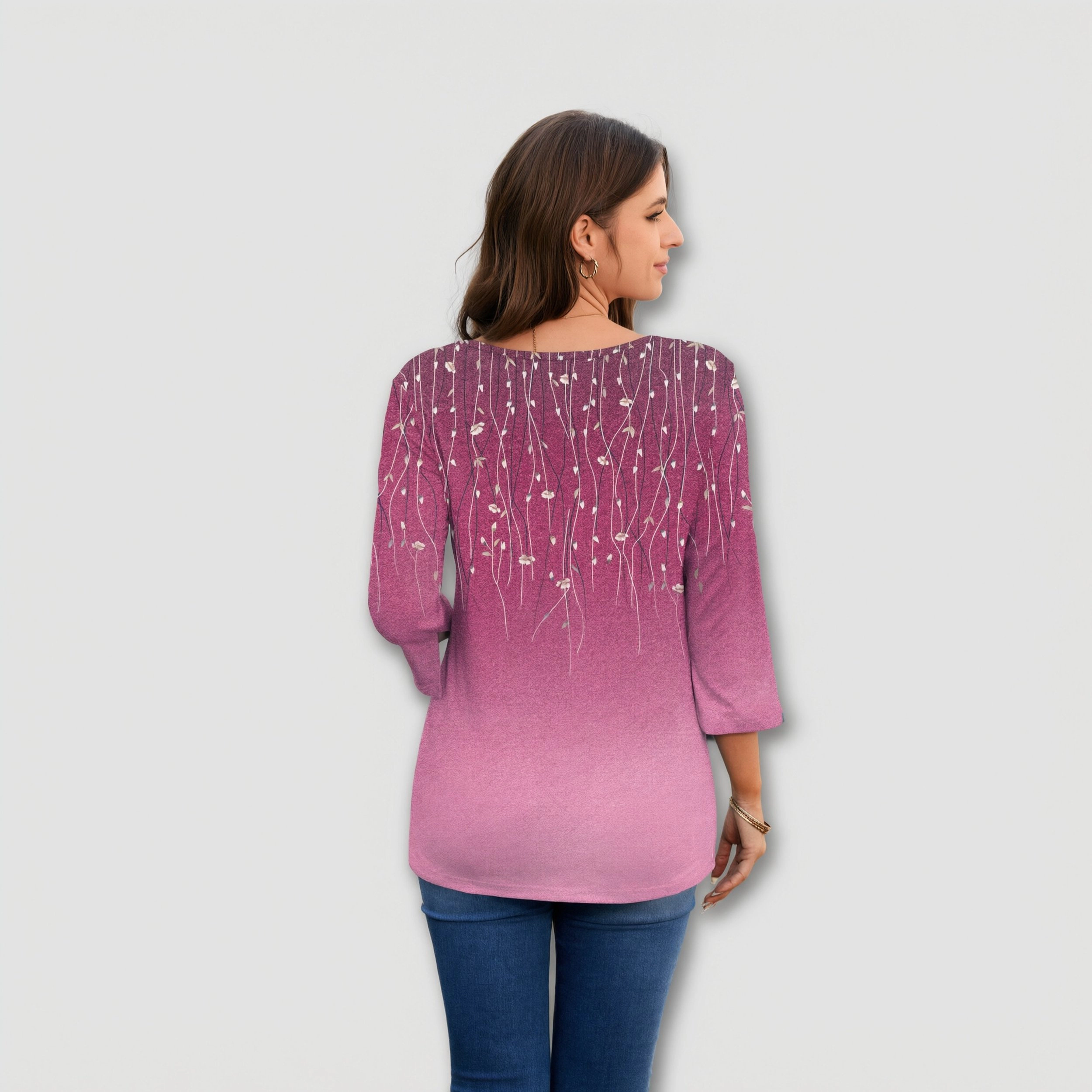 Zeagoo Women V Neck Three Quarter Sleeve Tunic Top