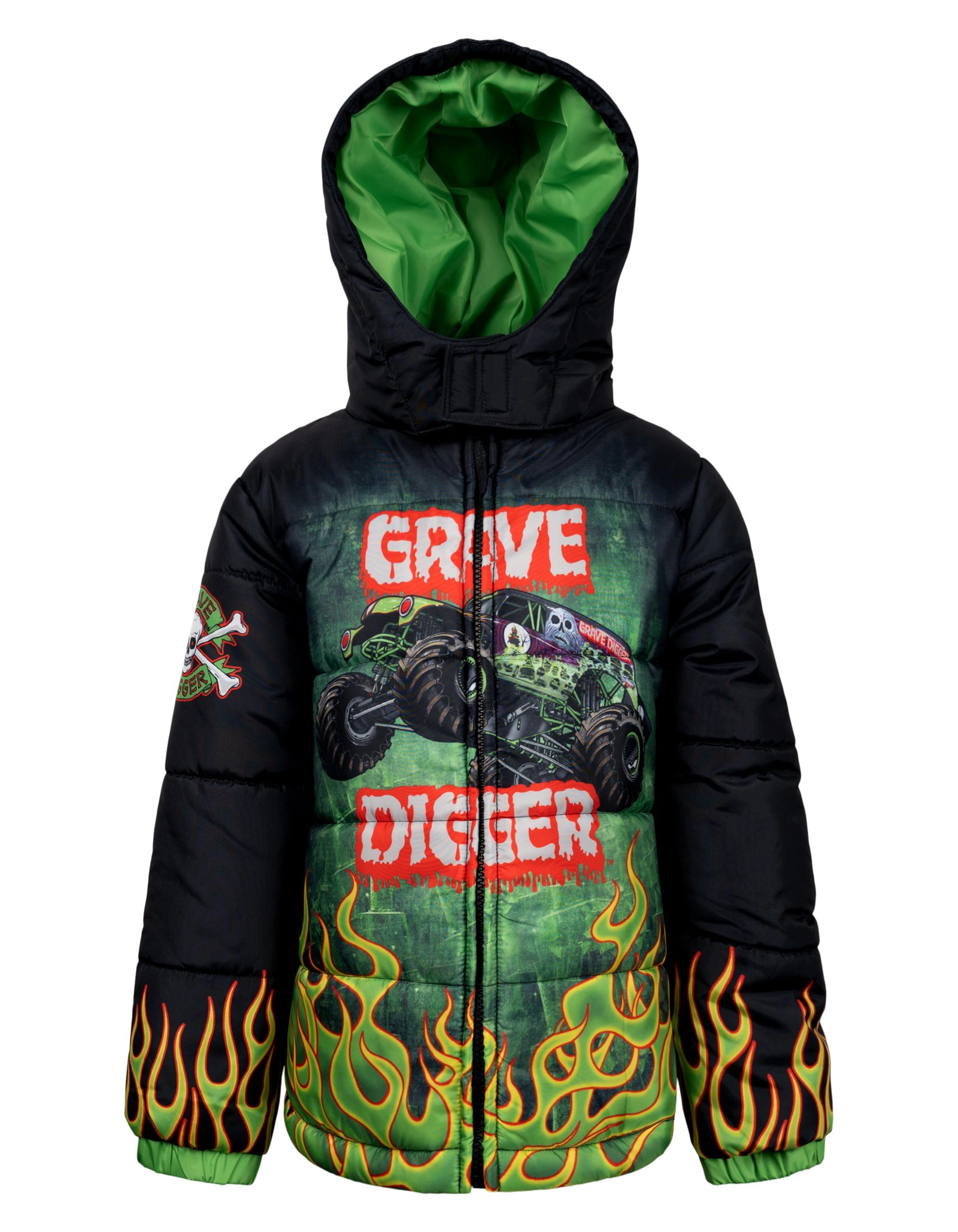 Monster Jam Boys' Hooded Puffer Jacket