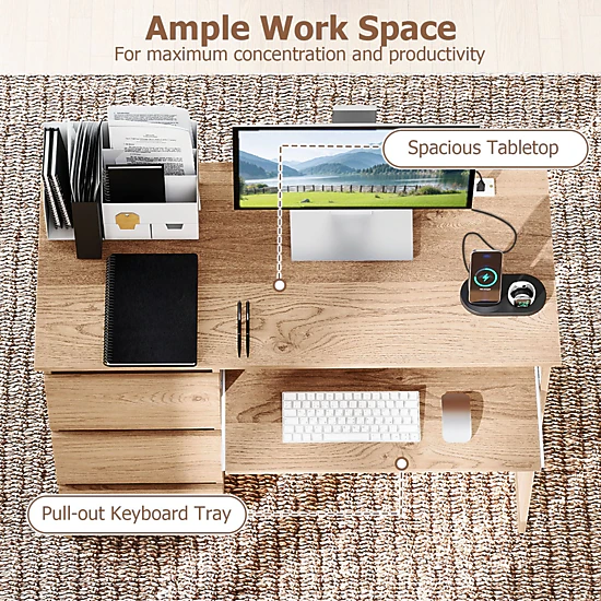 SlickBlue Computer Desk with Charging Station and 3 Drawers - JCPenney