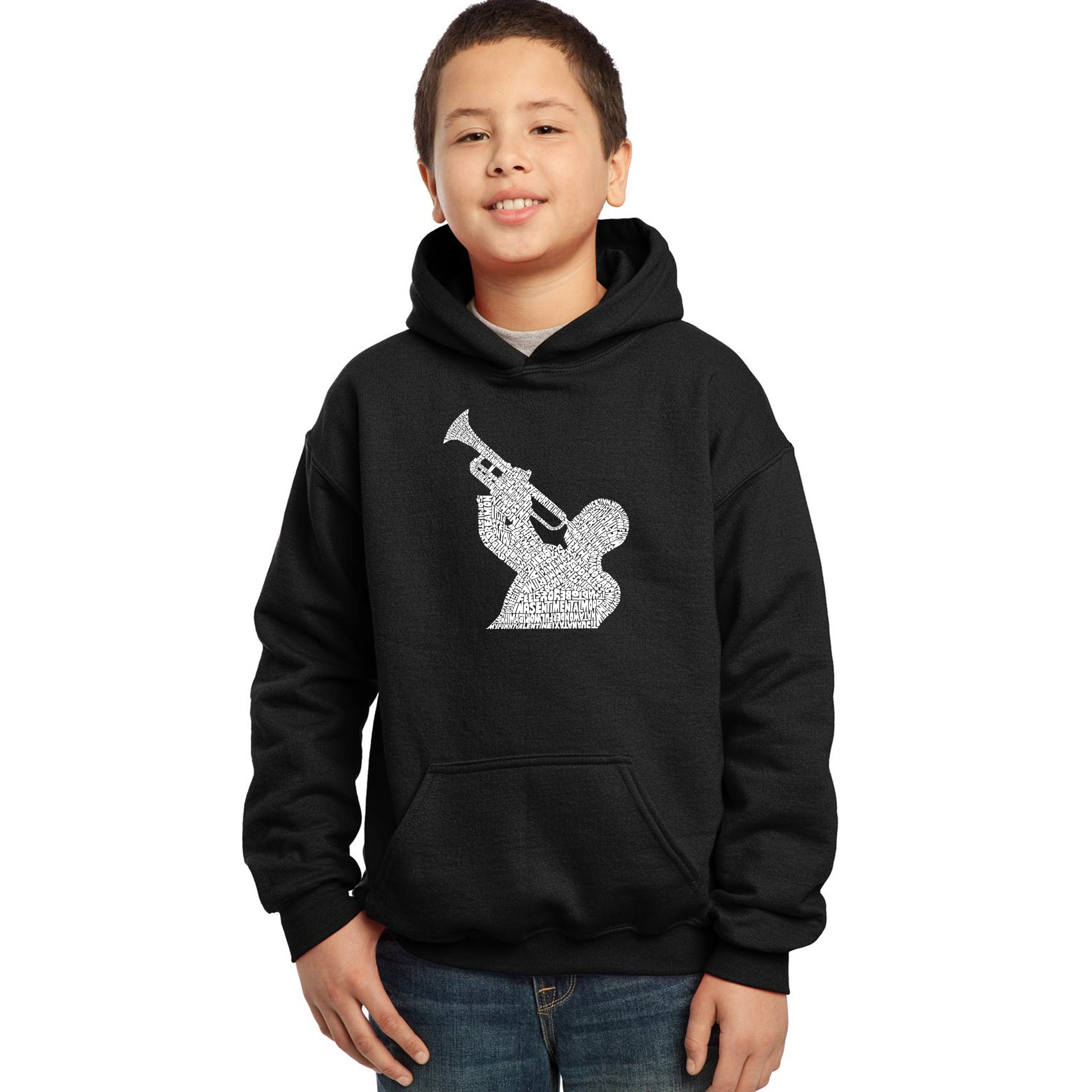 LA Pop Art Boy's Word Hoodie - All Time Jazz Songs