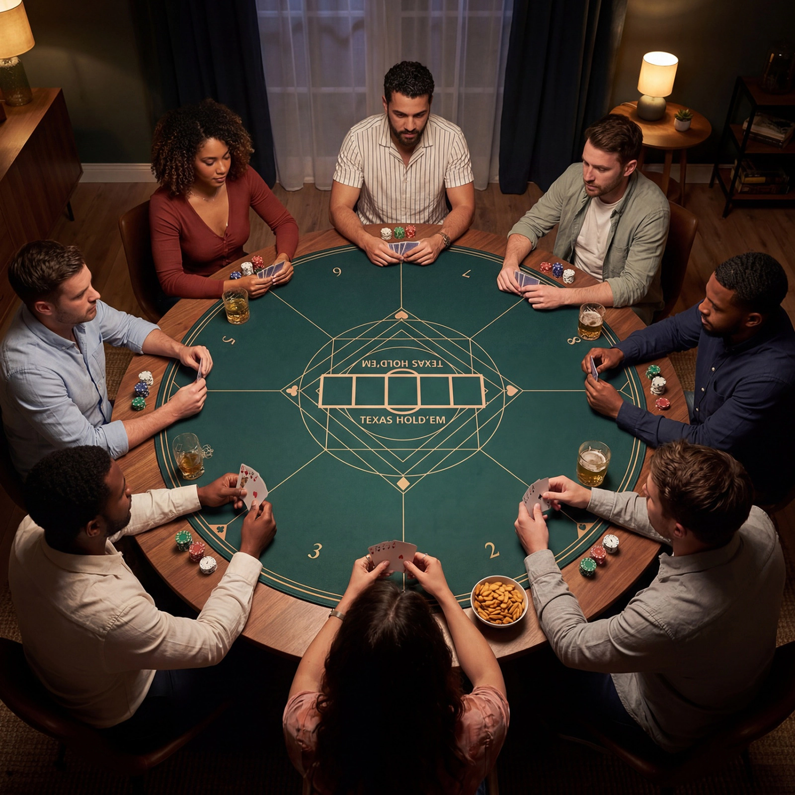 SUGIFT Green Round 8-Player Poker Table Mat with Non-Slip Rubber Base and Carrying Bag 47-in Dia