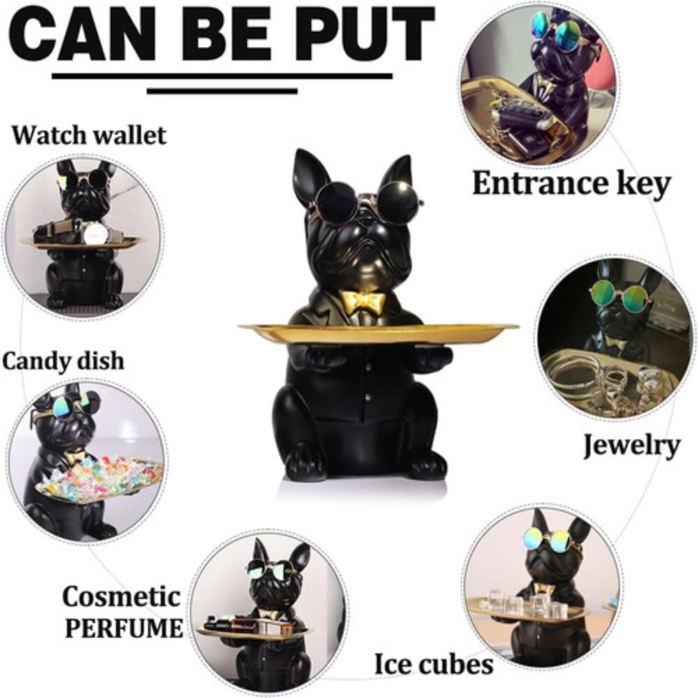 Novsight Trading Unisex French Bulldog Statue Tray Organizer