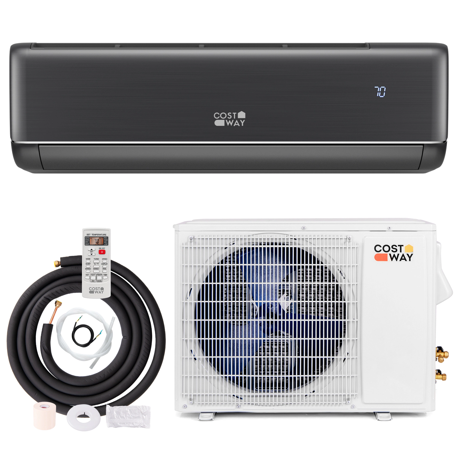 LJG GreyVolt Series Energy Star Certified 12000 BTU 21 SEER2 208-230V Mini Split Air Conditioner and Heater Gray
