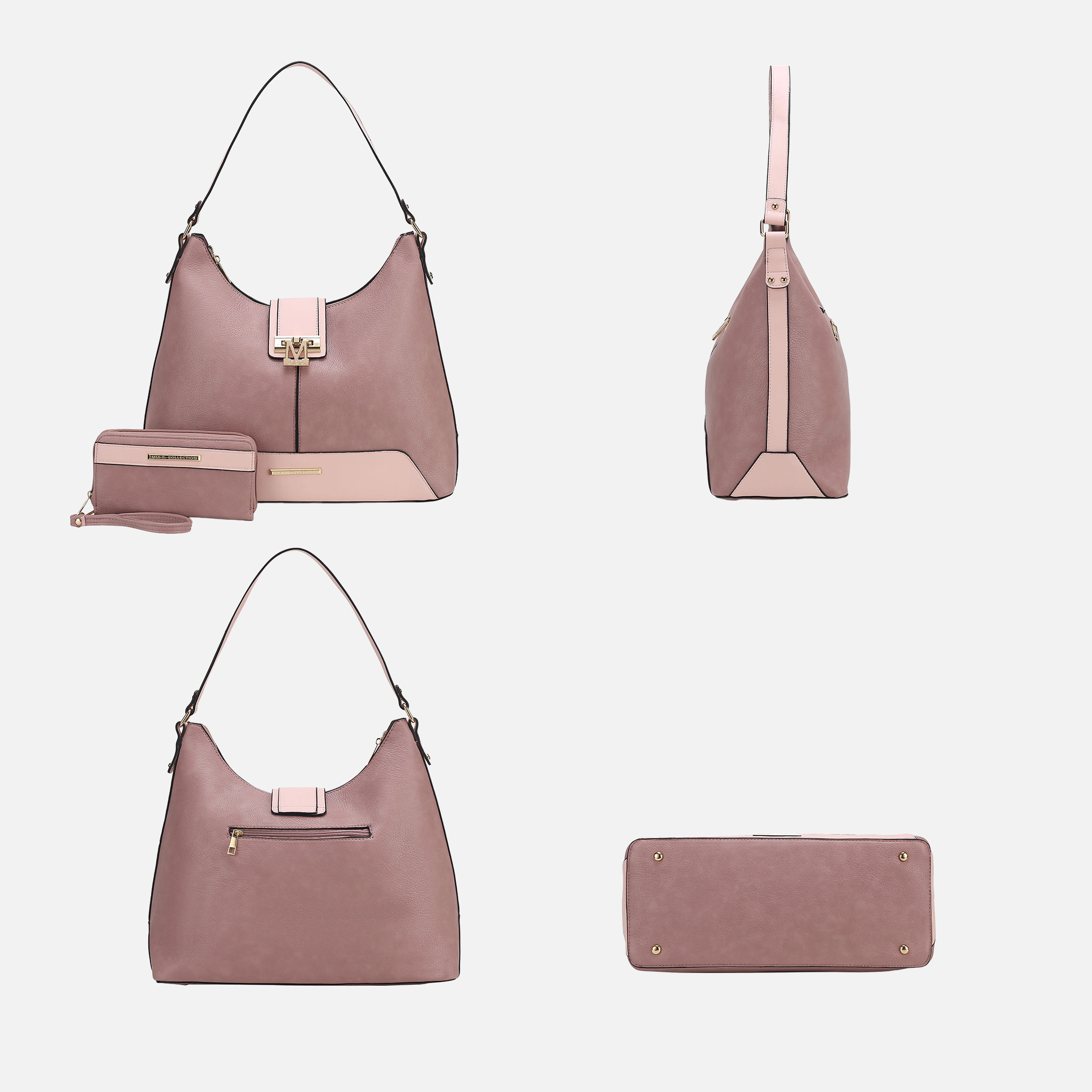 Mia K Collection Graciela Color Block Hobo Bag with Wallet and Wristlet