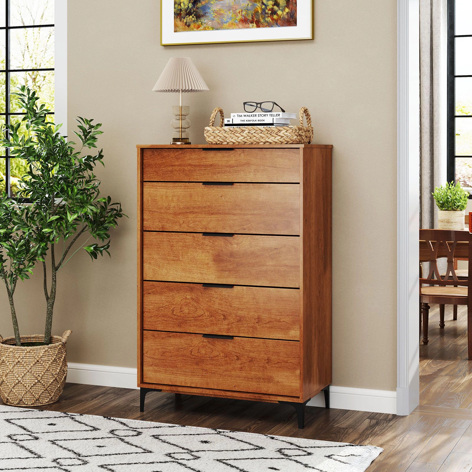 SlickBlue Tall Bedroom Chest of Drawers with Large Storage Space Organizer