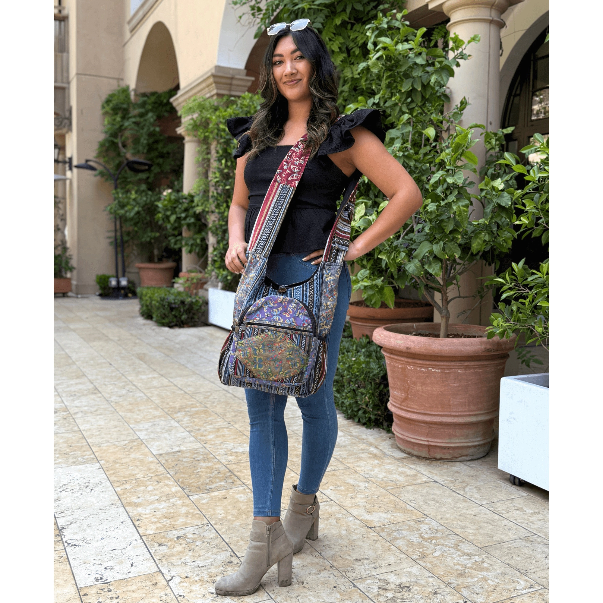 Kathmandu Collection Womens Butterfly Design Hobo Bag