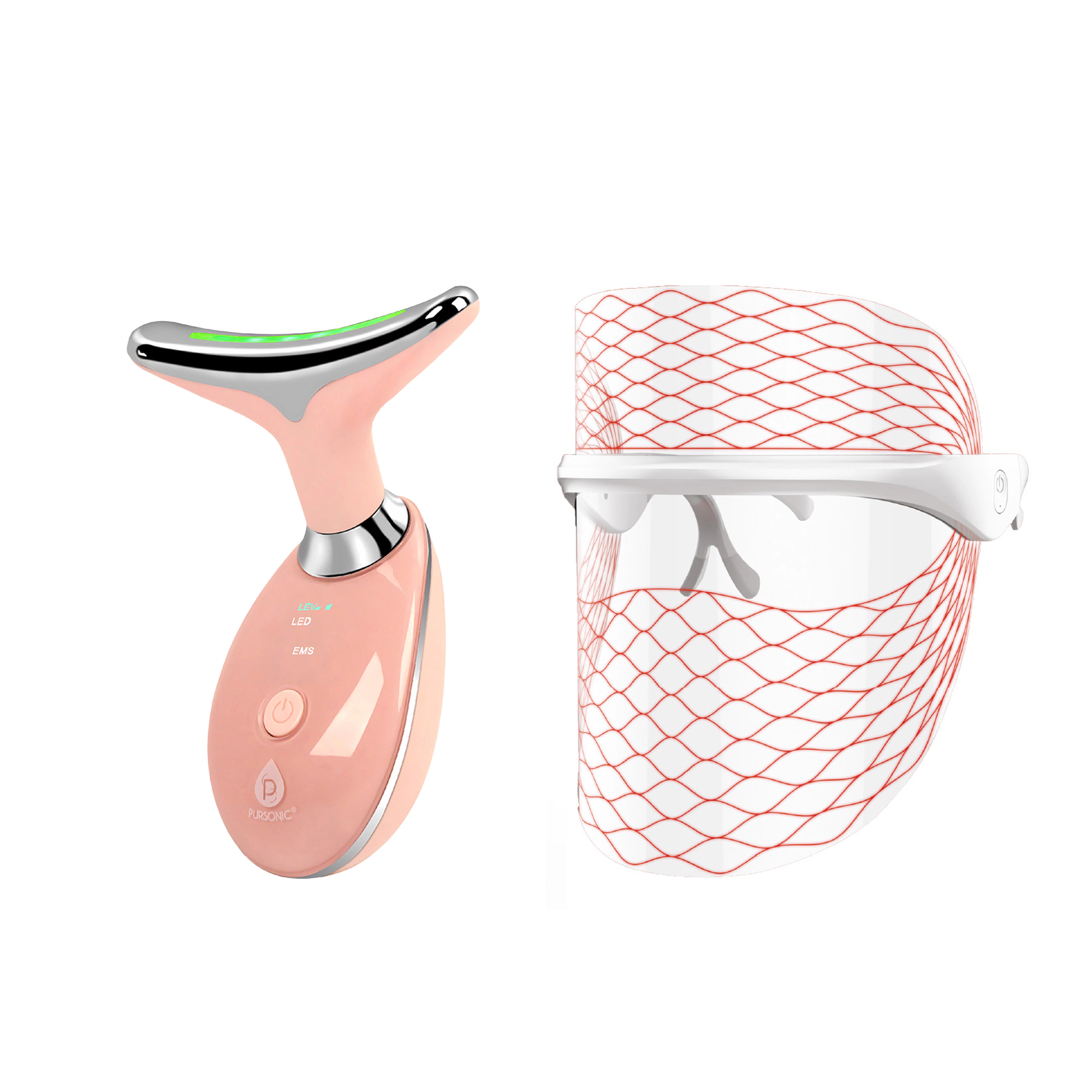 Pursonic Women’s Advanced Anti-Aging Skincare Set: 7-in-1 LED Light Therapy Face Mask & Sculpting Wand
