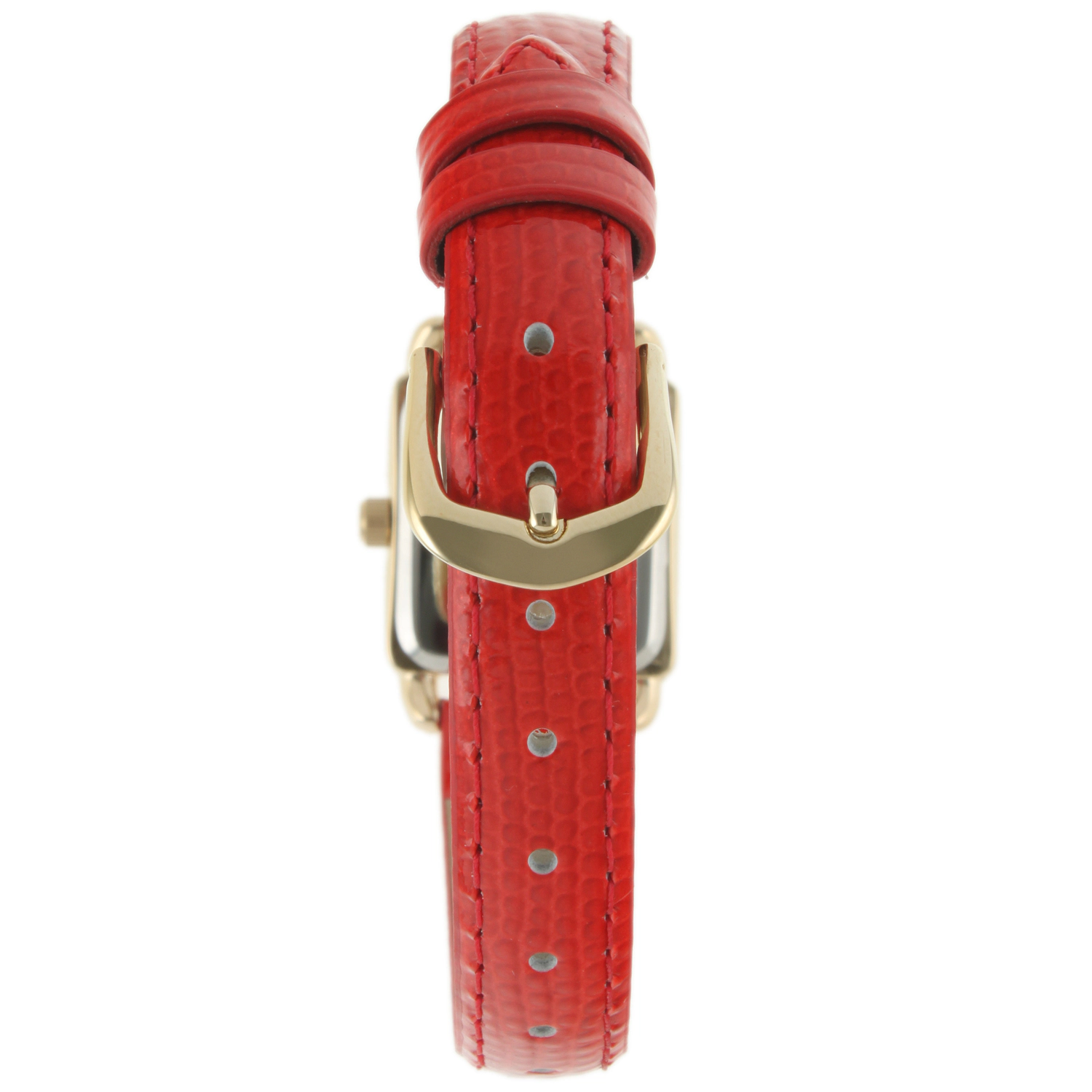 Peugeot Women's 20mm Square Watch with Glossy Red Leather Strap