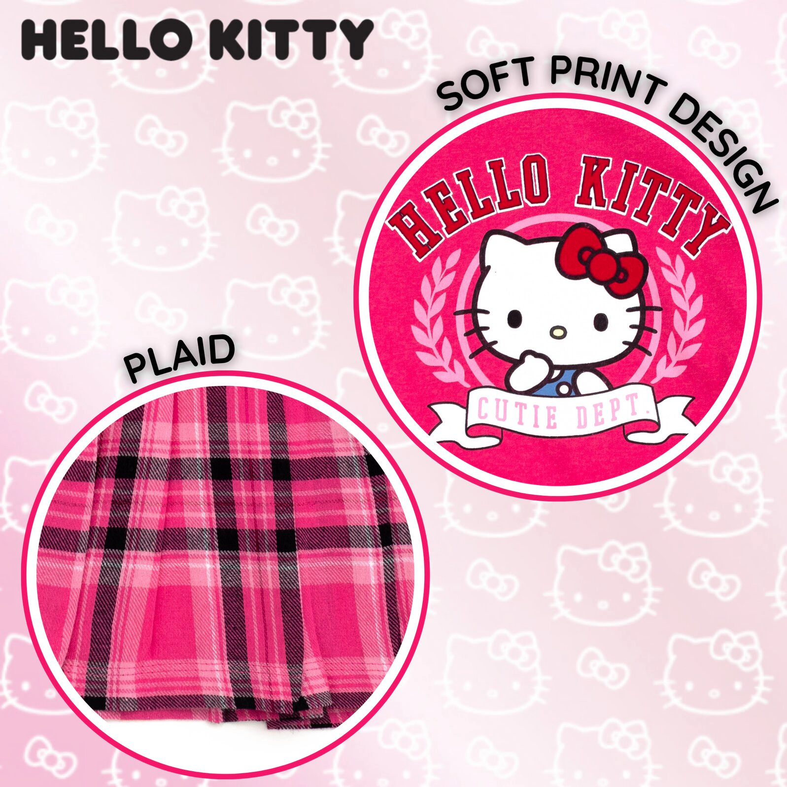 Hello Kitty Girls' Fleece Pleated Dress