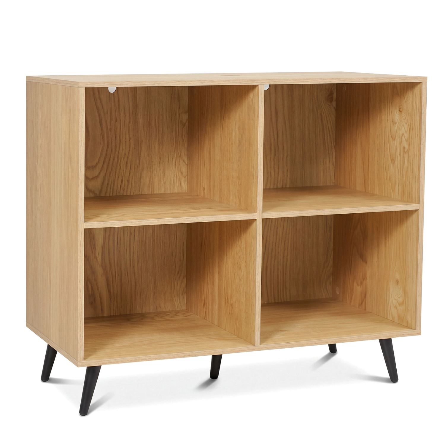 LJG 4-Cube Wooden Bookshelf Bookcase with 5 Metal Legs for Home