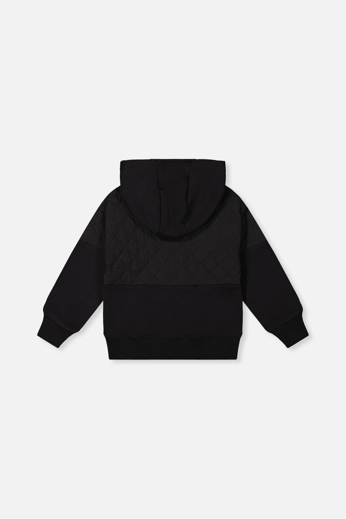 Deux par Boys Full Zip Hooded Bi-Material Cardigan with Quilted Chest Panel
