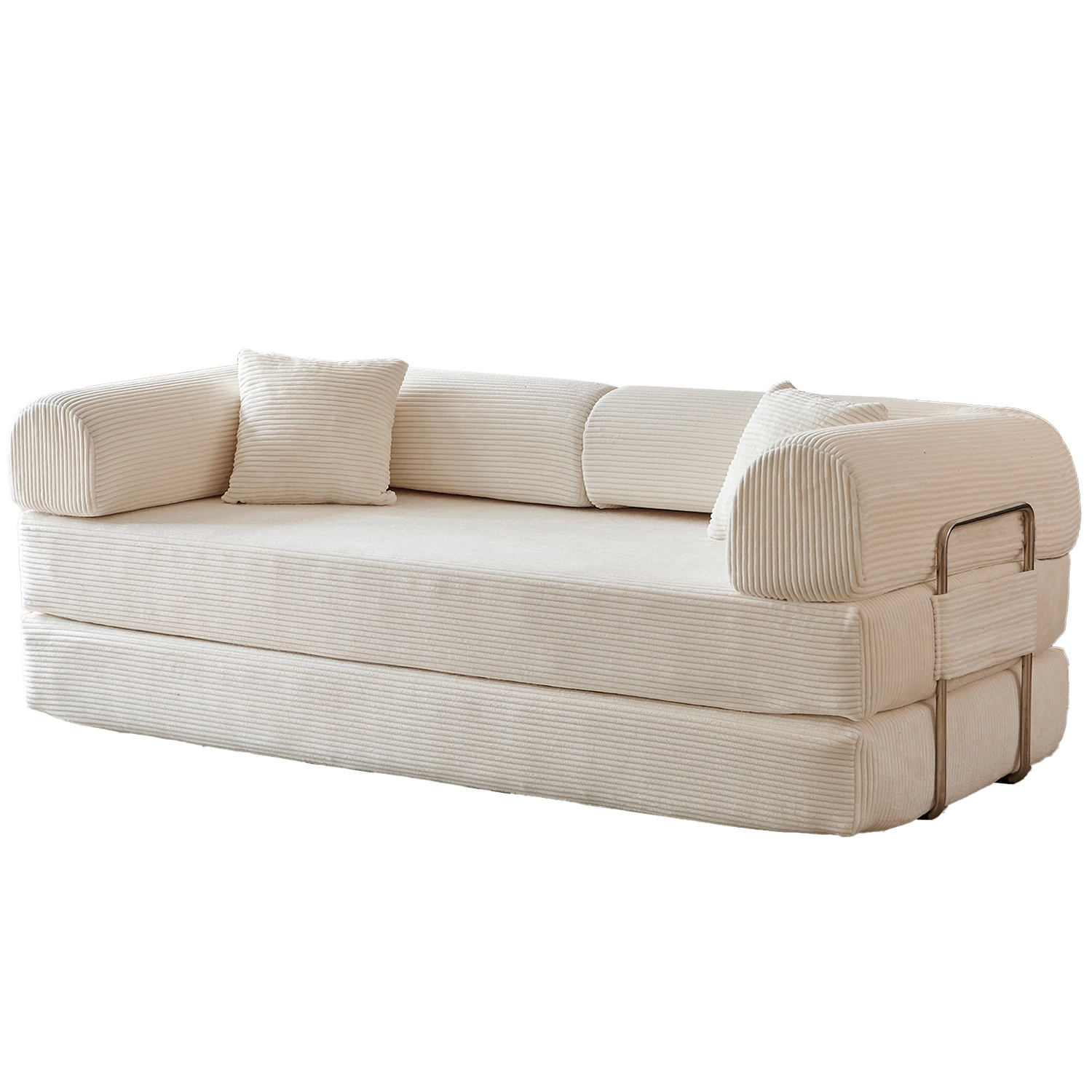GBruno 3-Seat Convertible Corduroy Floor Sofa Bed