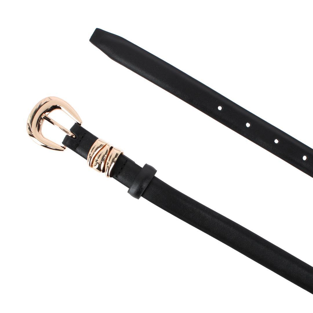CTM Women's Skinny Leather Dress Belt with Keeper Detail
