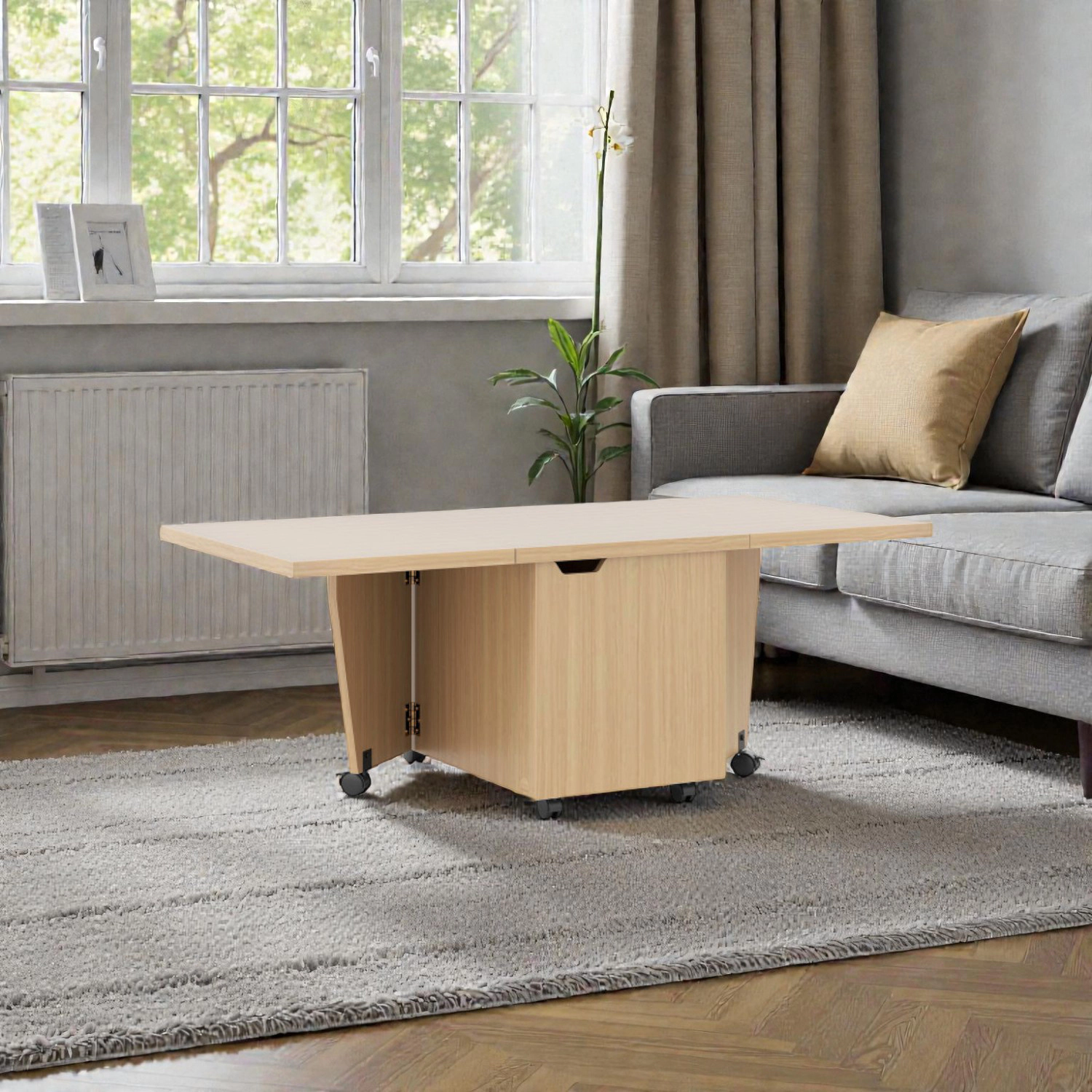 Hivvago Adjustable Center Table with Foldable Feature and Hidden Storage