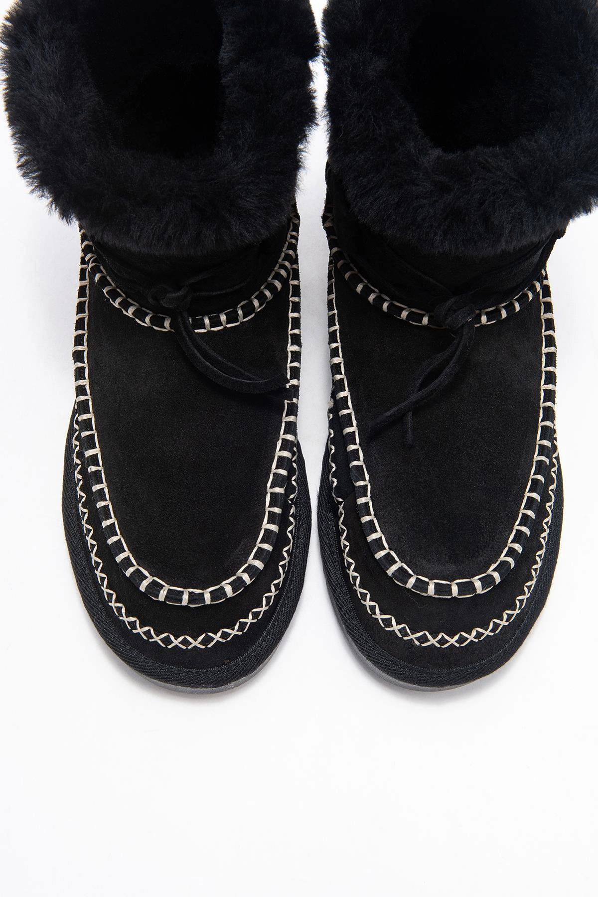 Forever & Always Womens Jorel Leather Fur Lined Ankle Boots