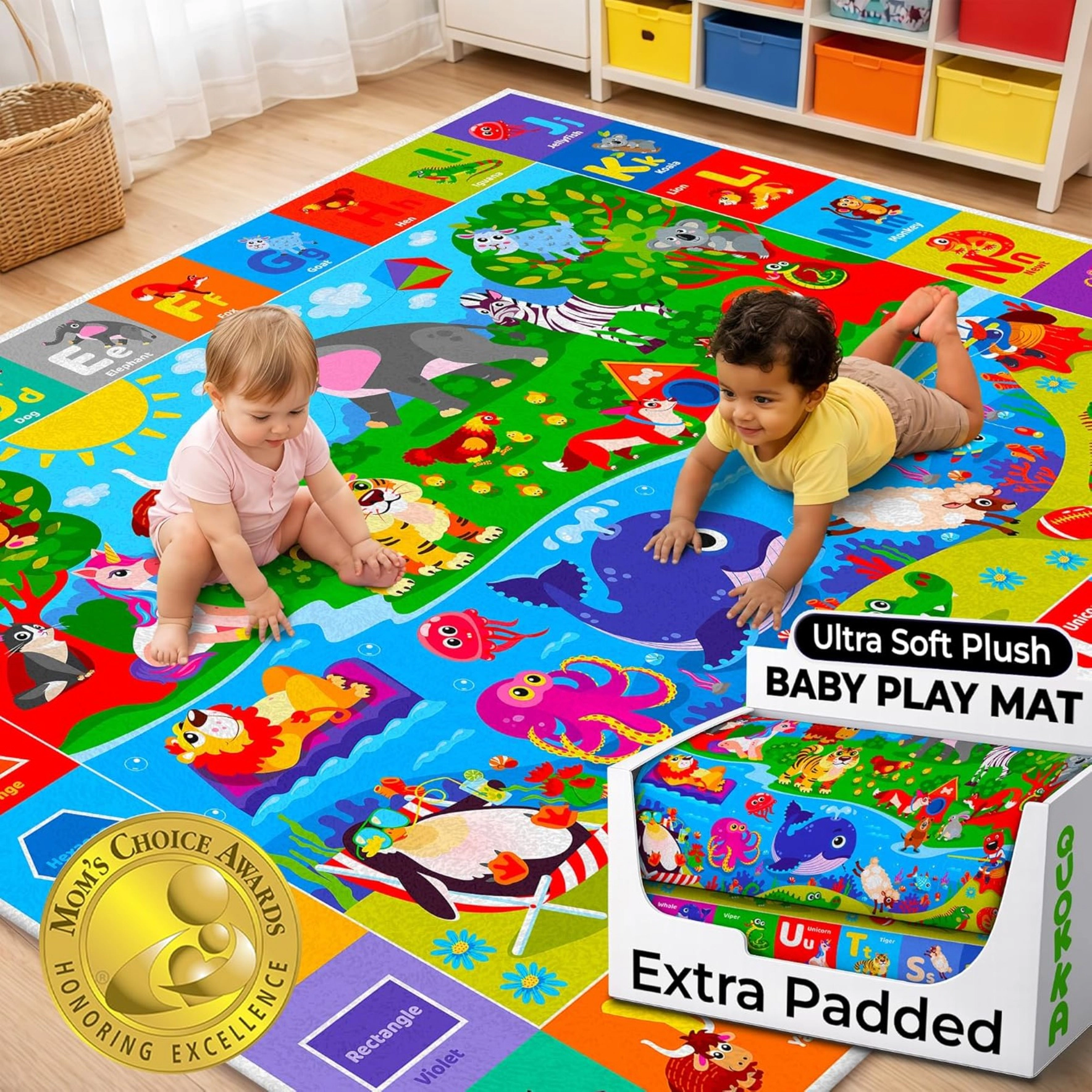 QUOKKA Baby Mats for Playtime & Activities Babies 6-12 Months – Super Soft Floor Play Toddlers 1-3