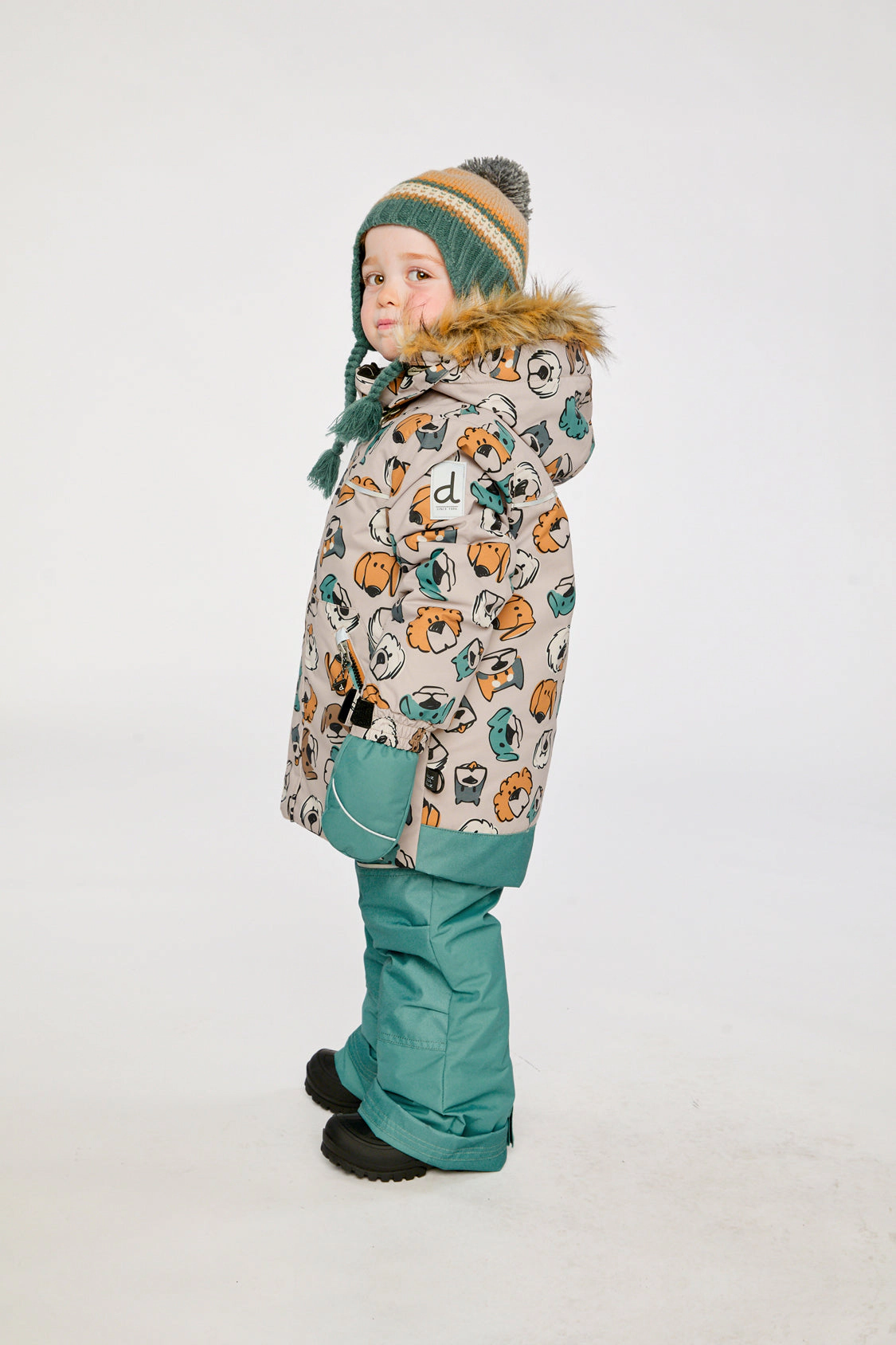 Deux par Boys Dog Print Two Piece Discover Snowsuit with Hooded Jacket and Snow Pants