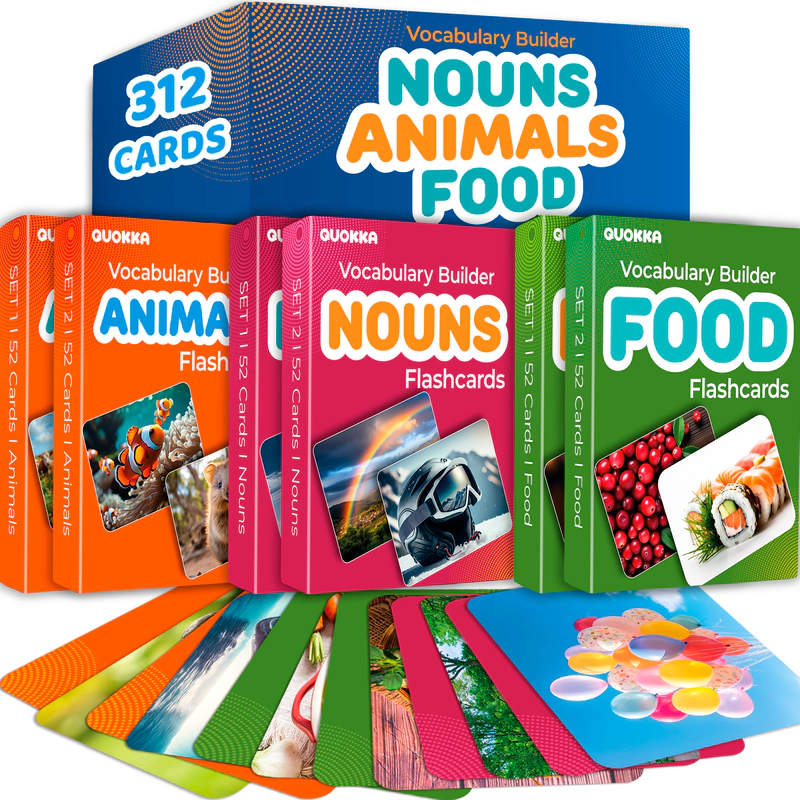 QUOKKA High Contrast & Vocabulary Flash Cards for Babies Kids – Emotions, Action Verbs Early Learning Set