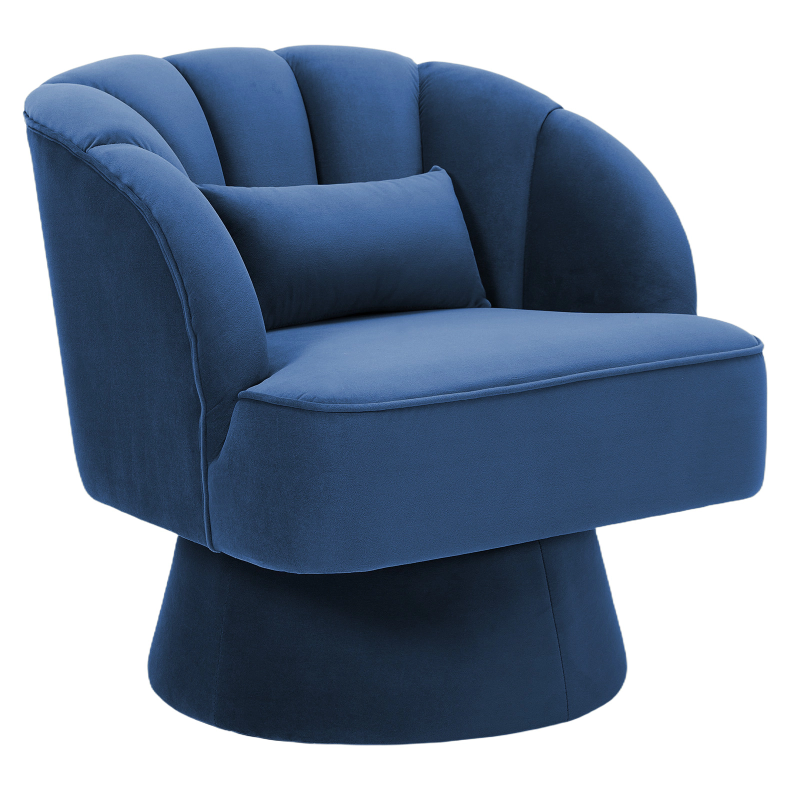 BebreezChic Beige Fleece 360 Swivel Barrel Accent Chair Round Upholstered Lounge Armchair for Living Room