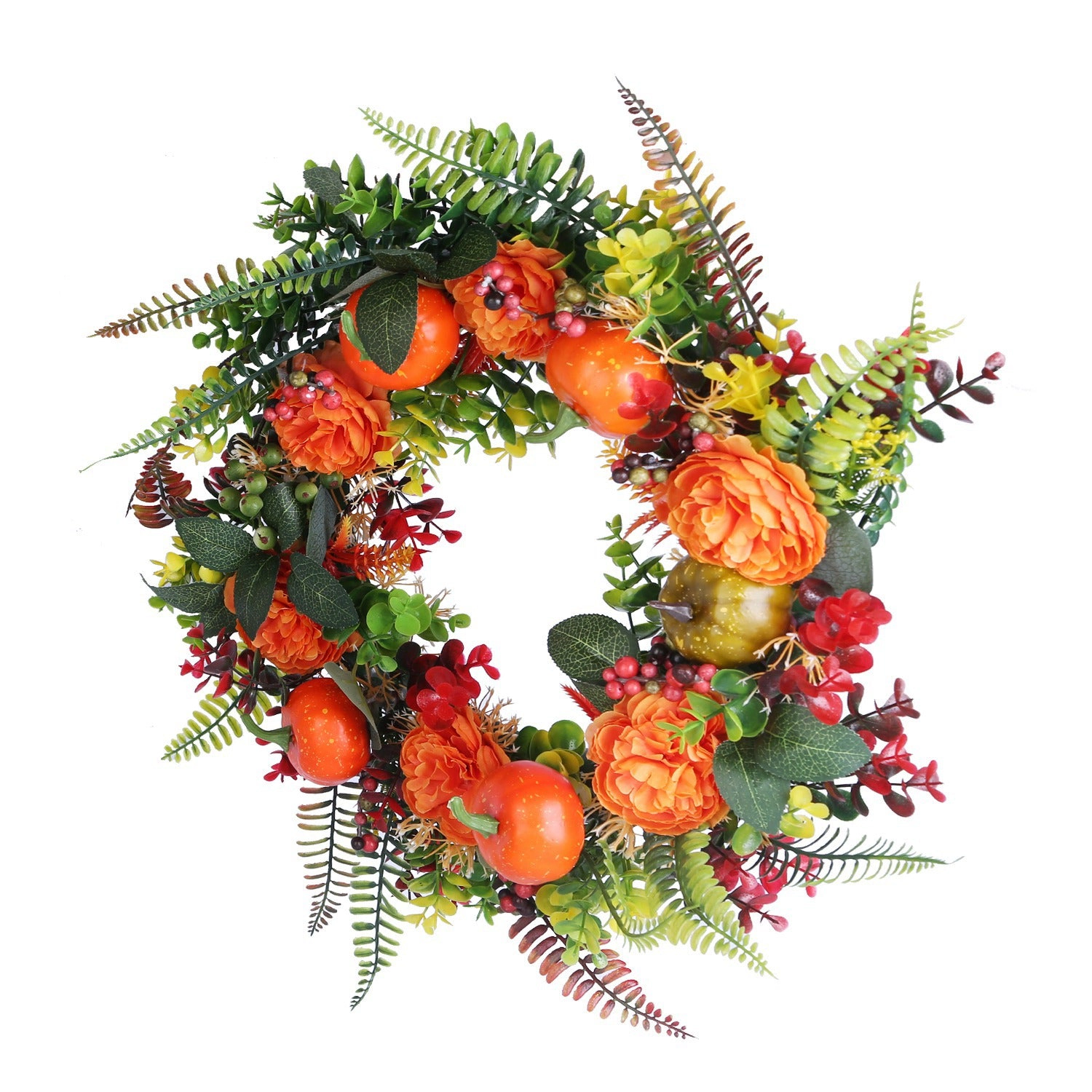 GBruno 17.71 In Autumn Wreath With Pumpkin And Leaves