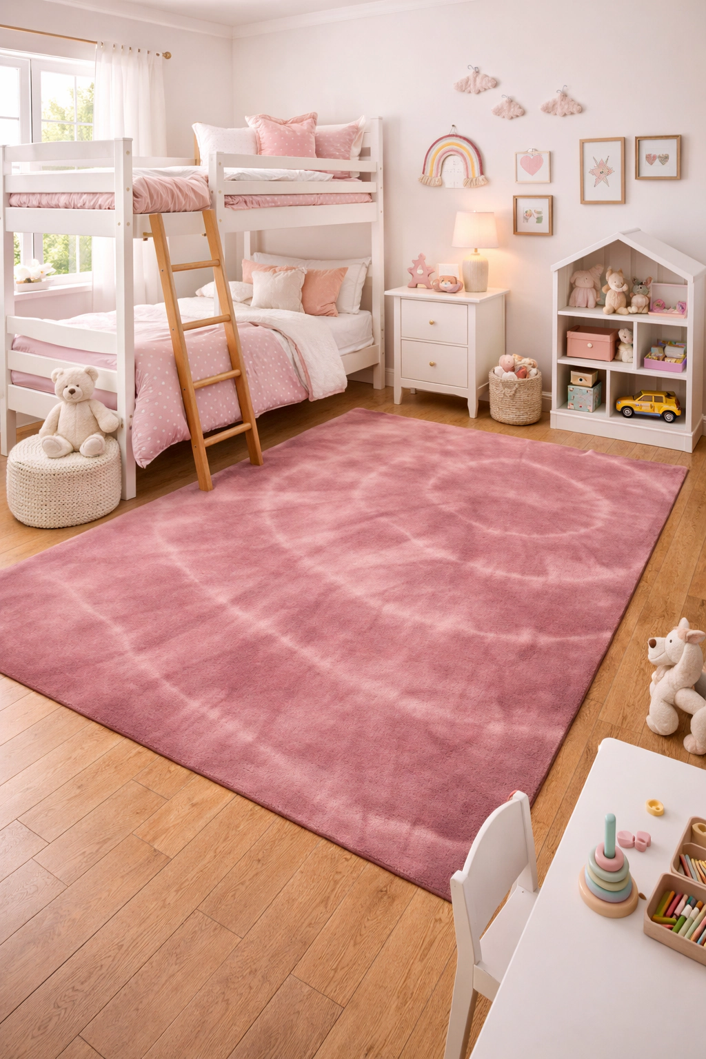 Magic Rugs 5'0 X 8'0 Hand-Tufted Deep Blush Tie-Dye Modern Wool Rug