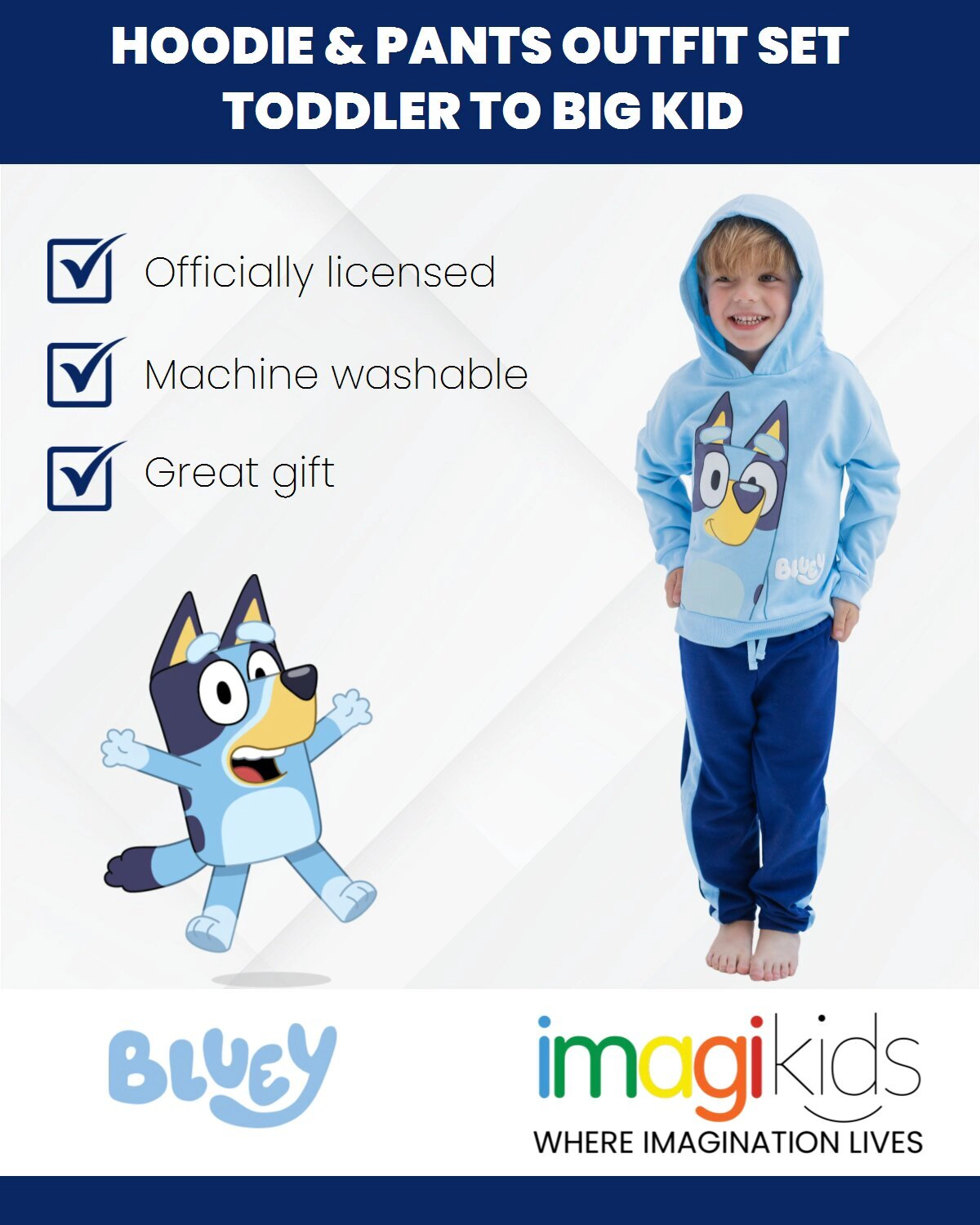 Bluey Boys' Fleece 2-Piece Hoodie and Joggers Set
