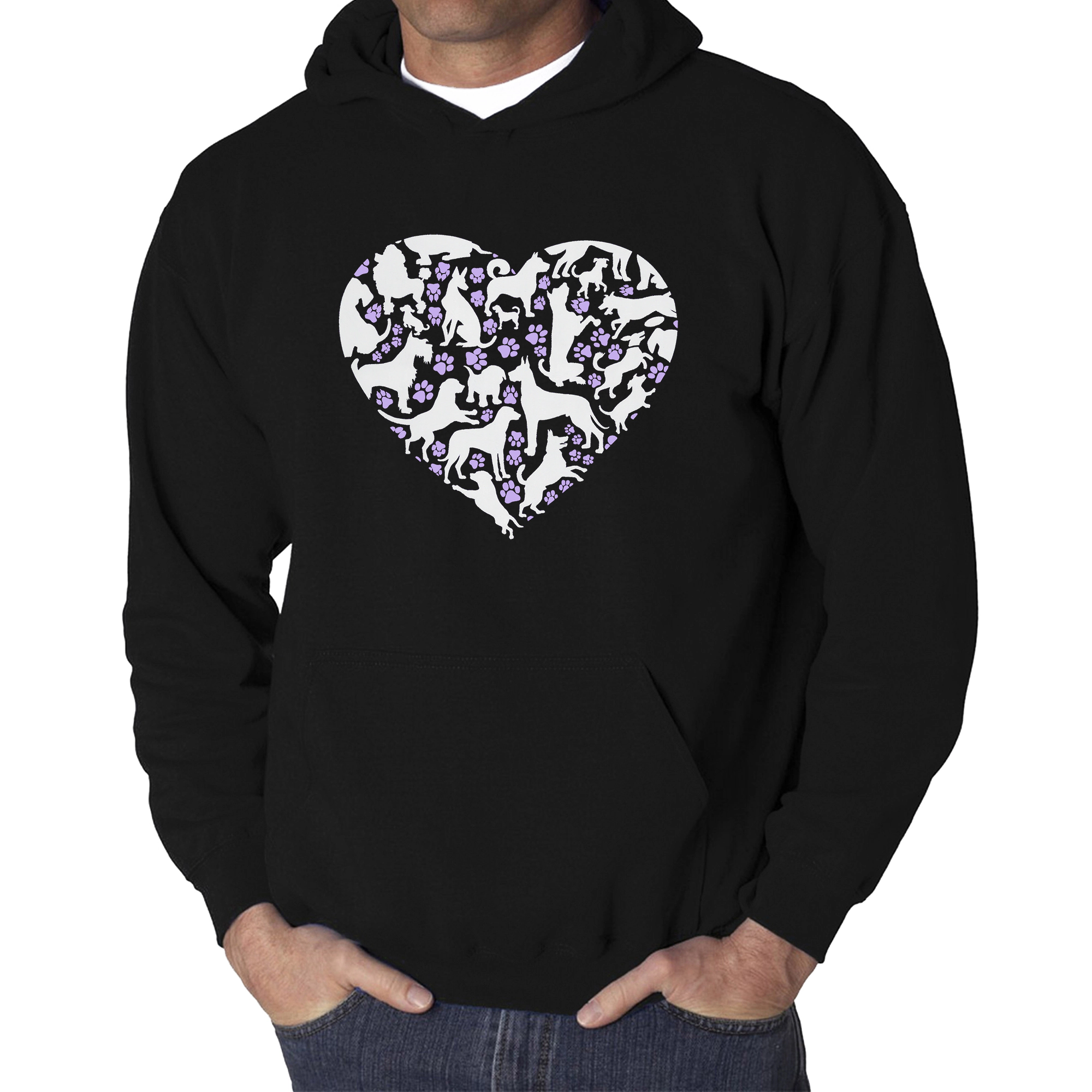 LA Pop Art Dog Heart - Men's Word Hooded Sweatshirt