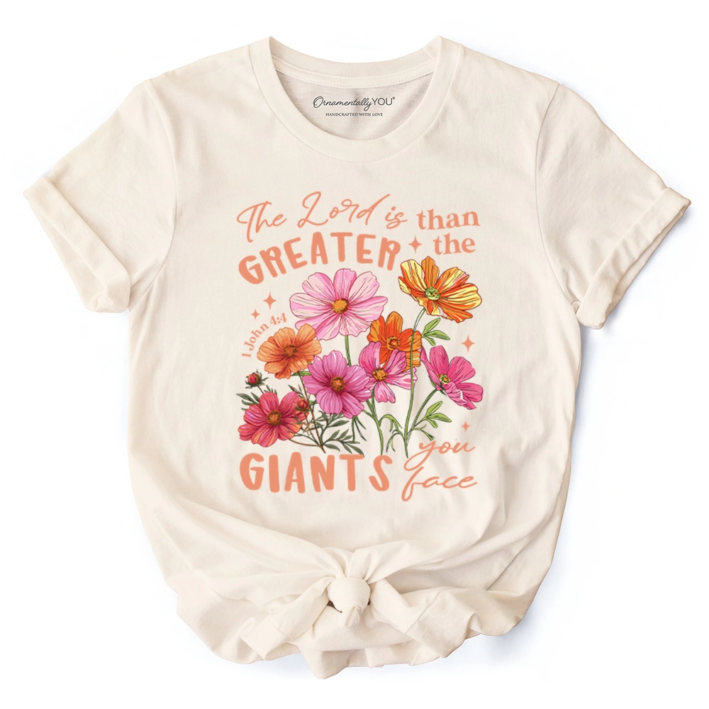 OrnamentallyYou Womens The Lord Is Greater Floral Christian T-Shirt
