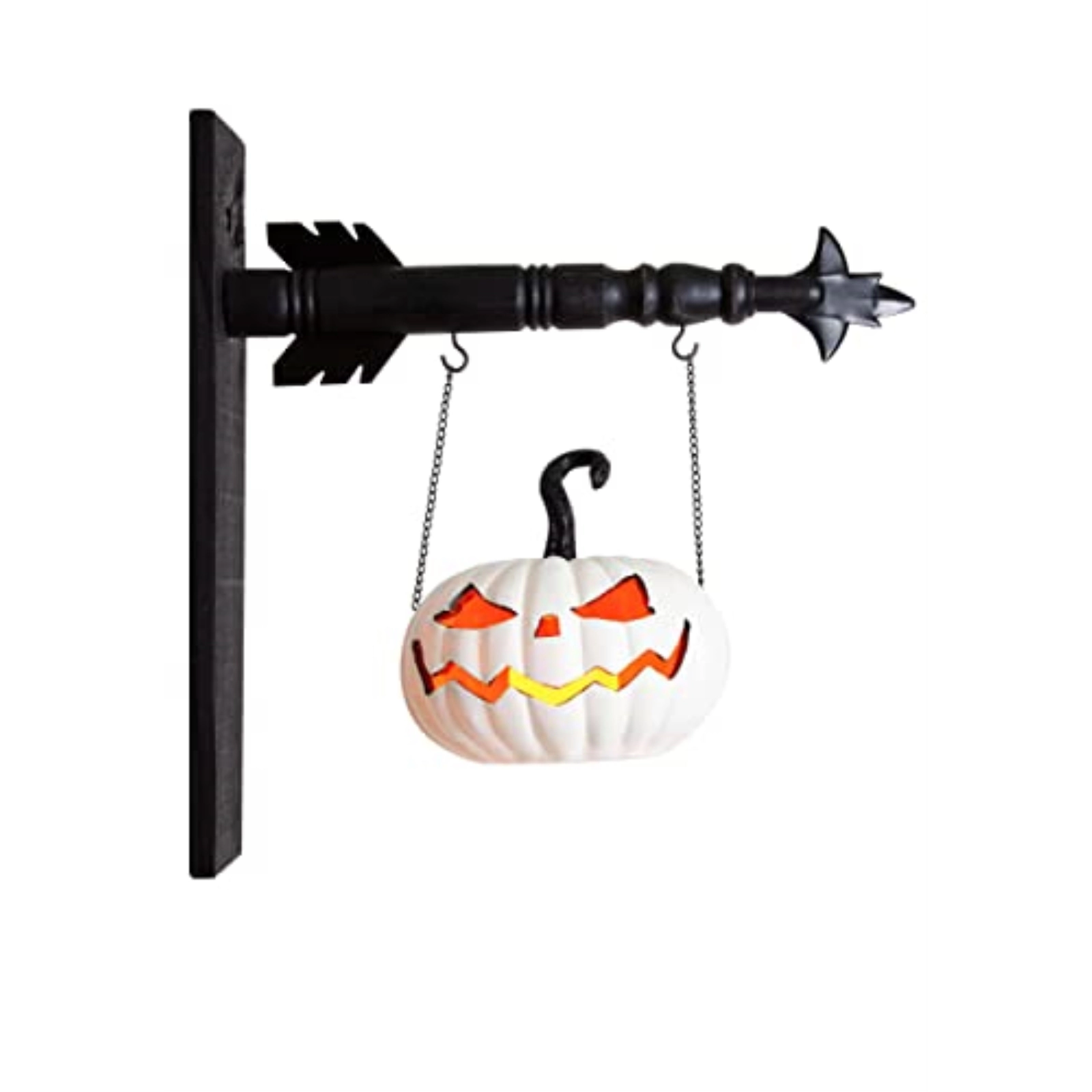 K&K Interiors LED White Jack O Lantern Pumpkin Arrow Replacement Sign 7.5 inch Diameter - Arrow Sold Separately