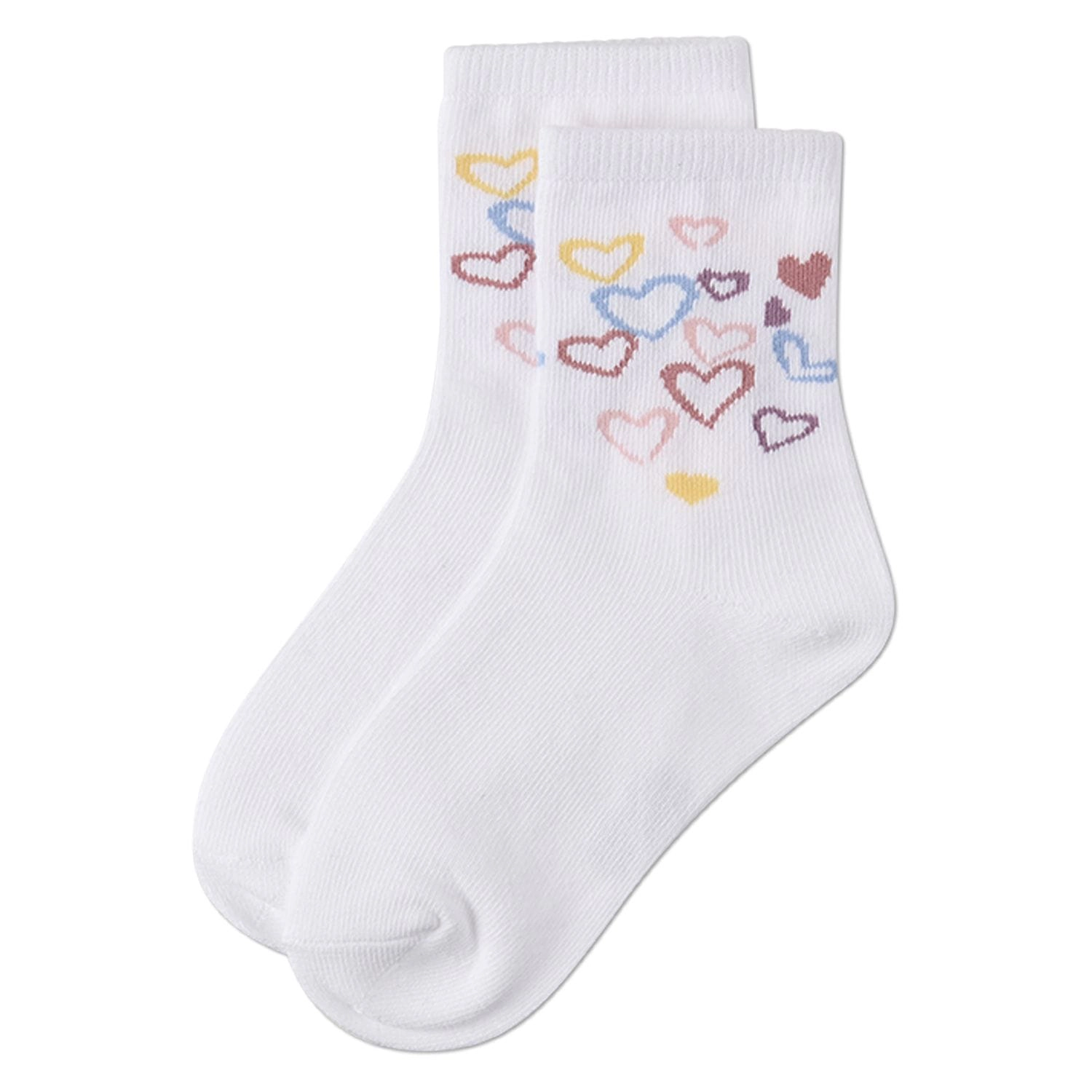 MeMoi Girls "Overlapping Fun Hearts" Cotton-Rich Novelty Crew Sock