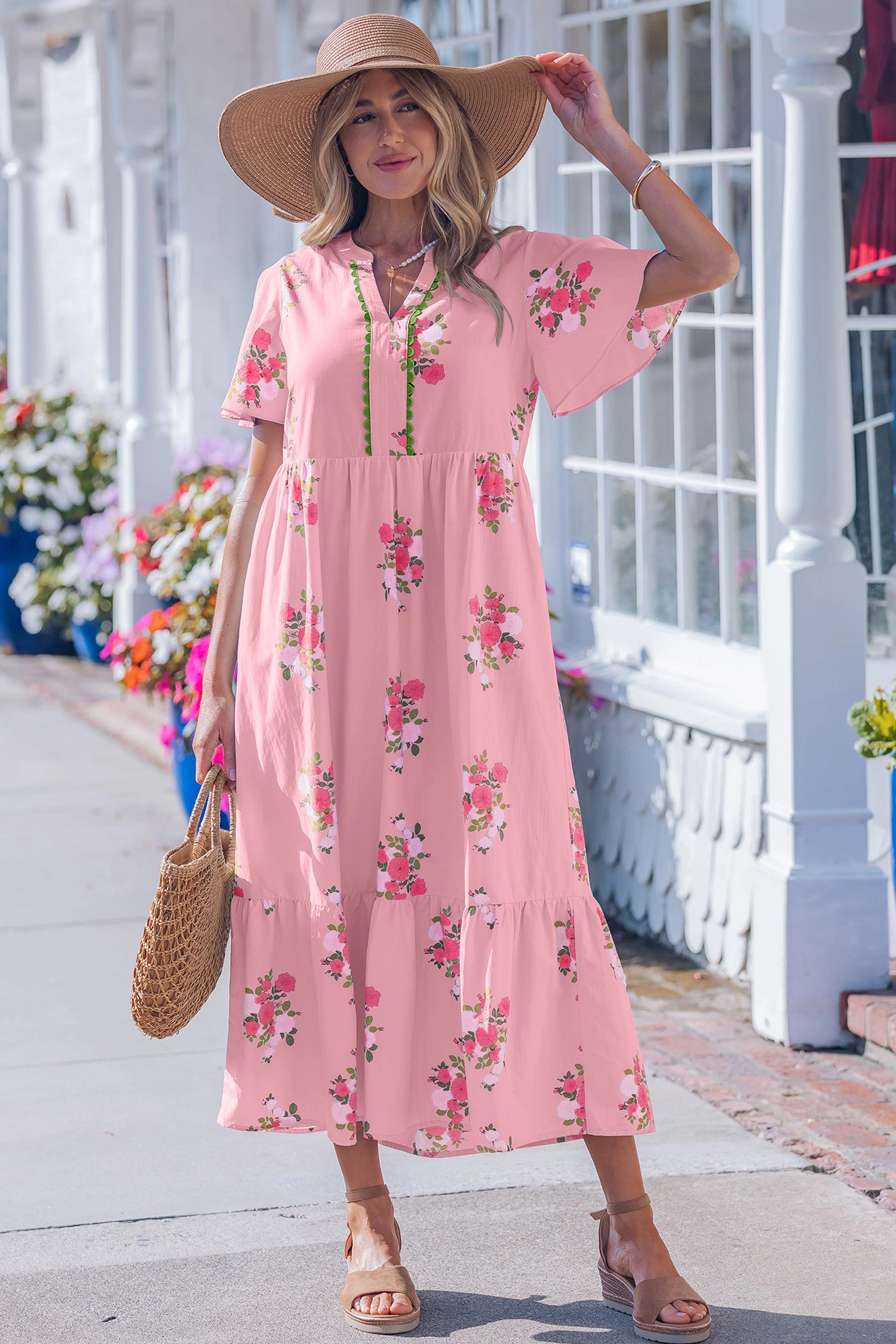 Threaded Pear Women's Alena Floral Print Maxi Dress