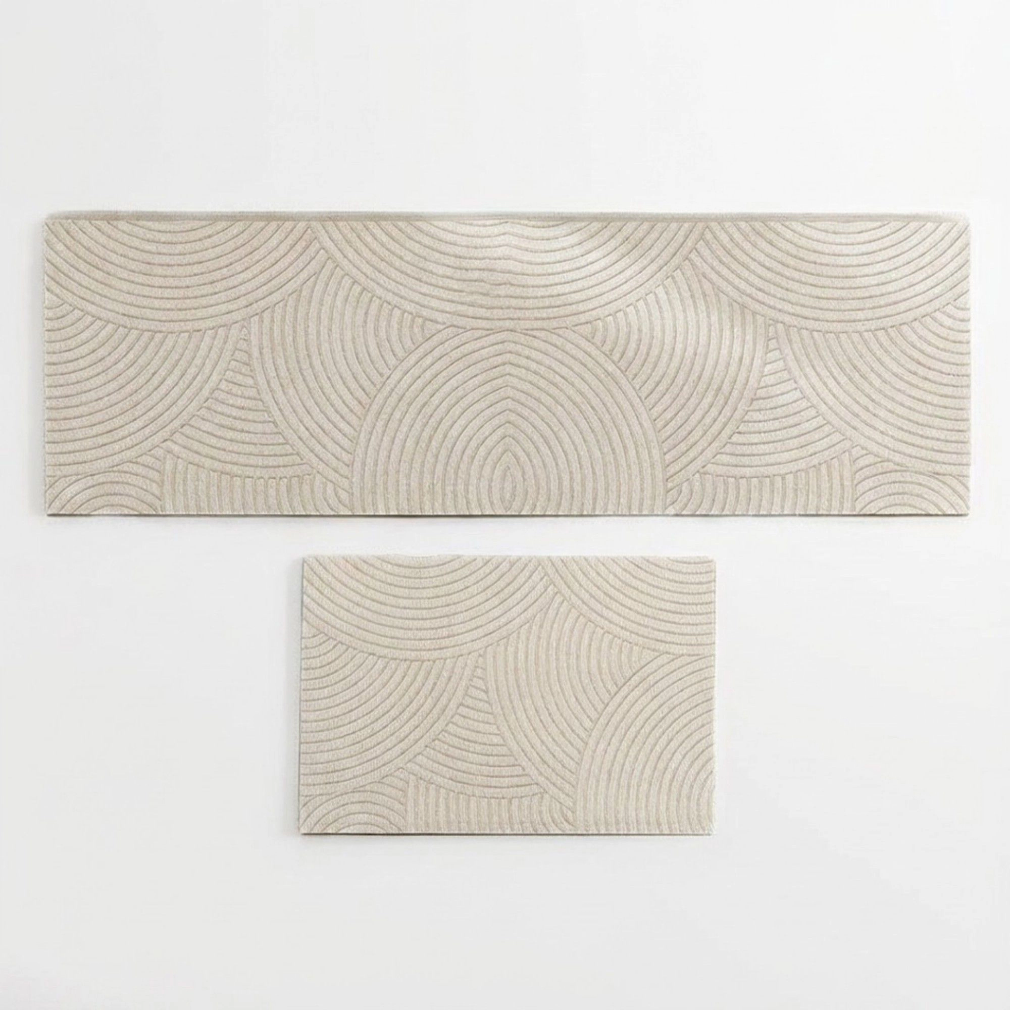 Alilang Unisex Neutral Arc Pattern Kitchen Runner and Mat Set Non Slip Textured Floor Mats 2 Pack 15.7x23.6in/15.7x47.2i