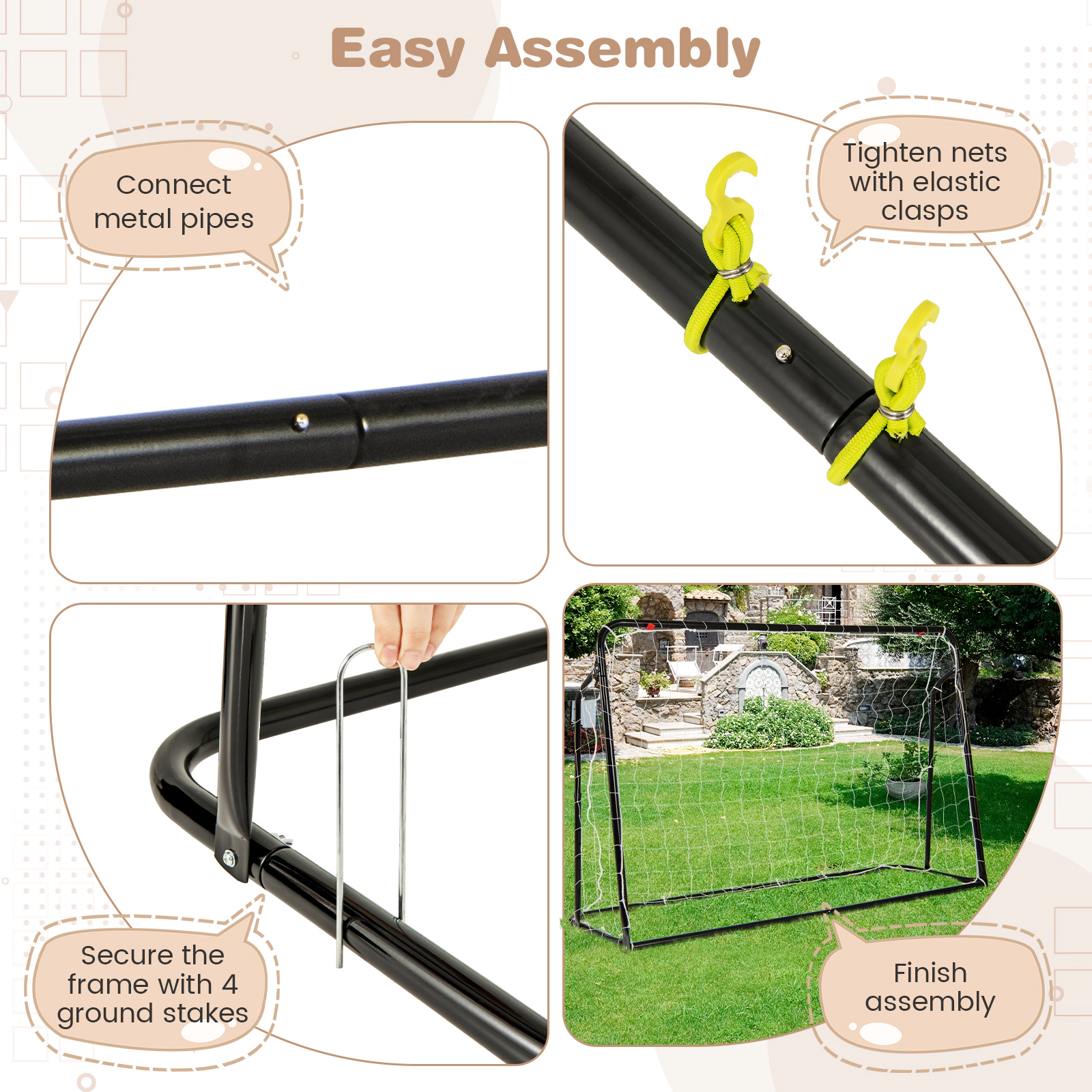 SUGIFT Kids 2-in-1 Soccer Rebounder and Goal Adjustable 40-48-in Height 31.5 x 16-in Rebound Net Ages 6+ Black/White