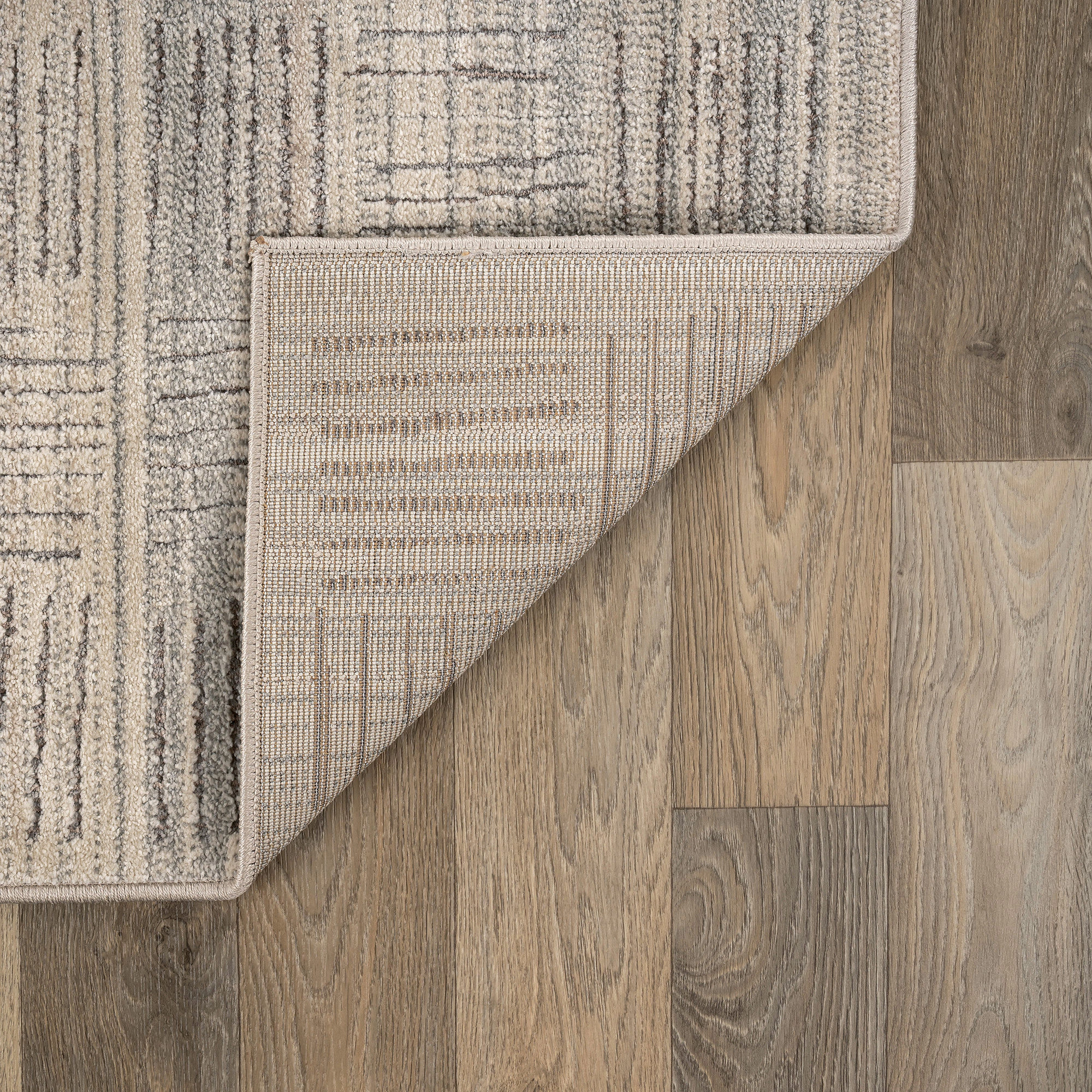 World Rug Gallery Textured High-Low Indoor Area Rug, Neutral Sandstone Design, Jute Backing, Living