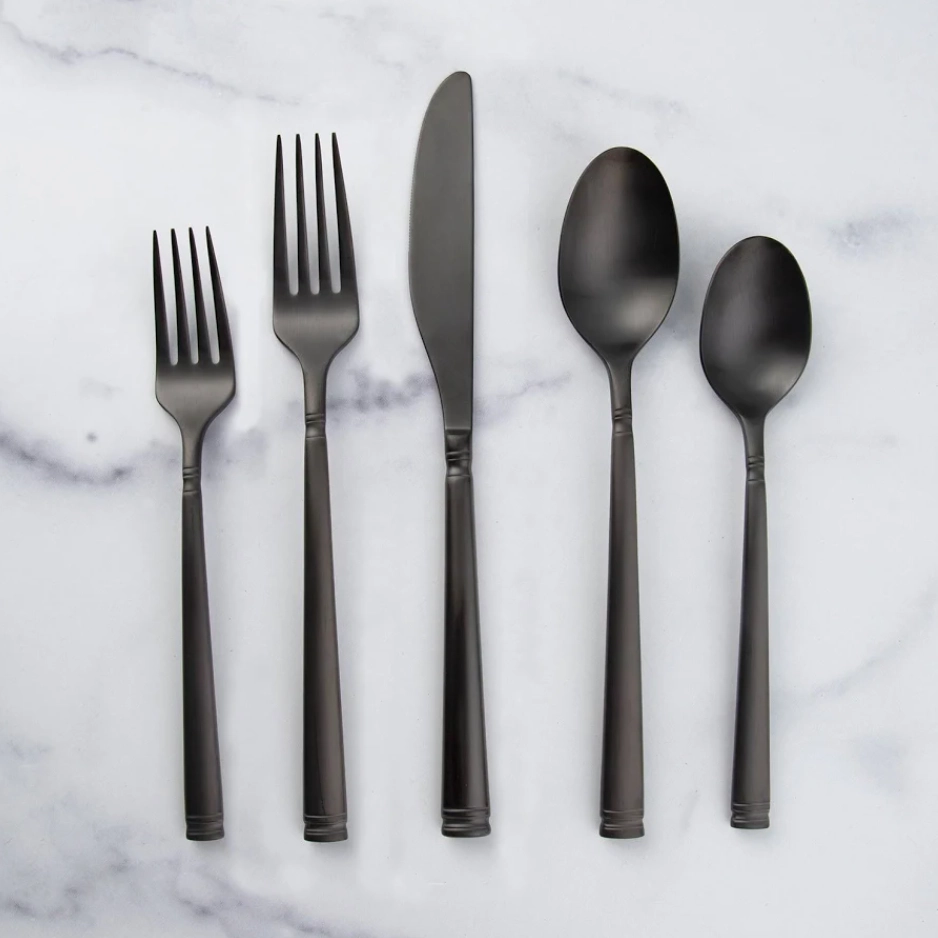 Cambridge Emmy Black Satin 20-Piece Flatware Set