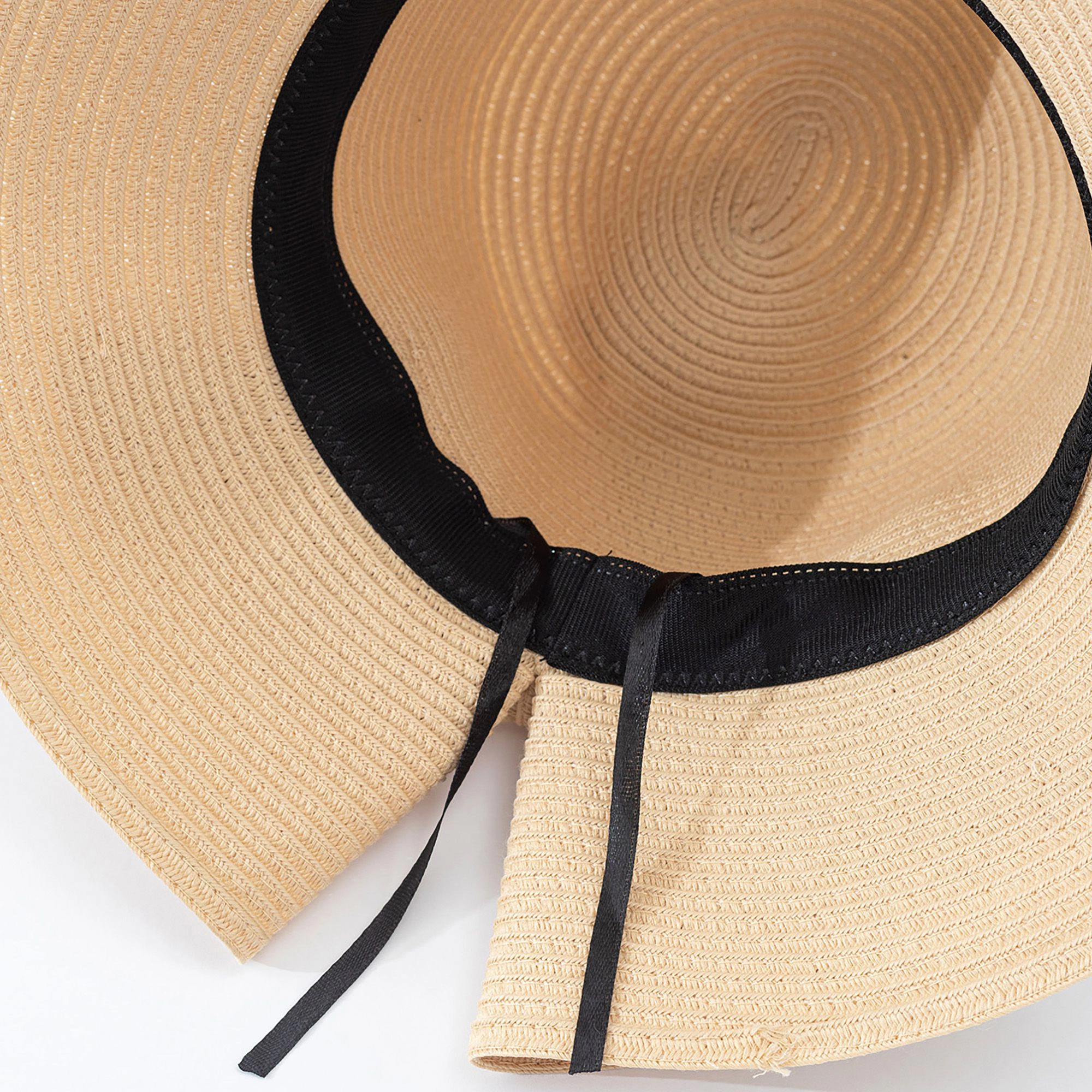 Anna-Kaci Womens Wide Brim Straw Sun Hat with Oversized Bow Detail and Adjustable Inner Band