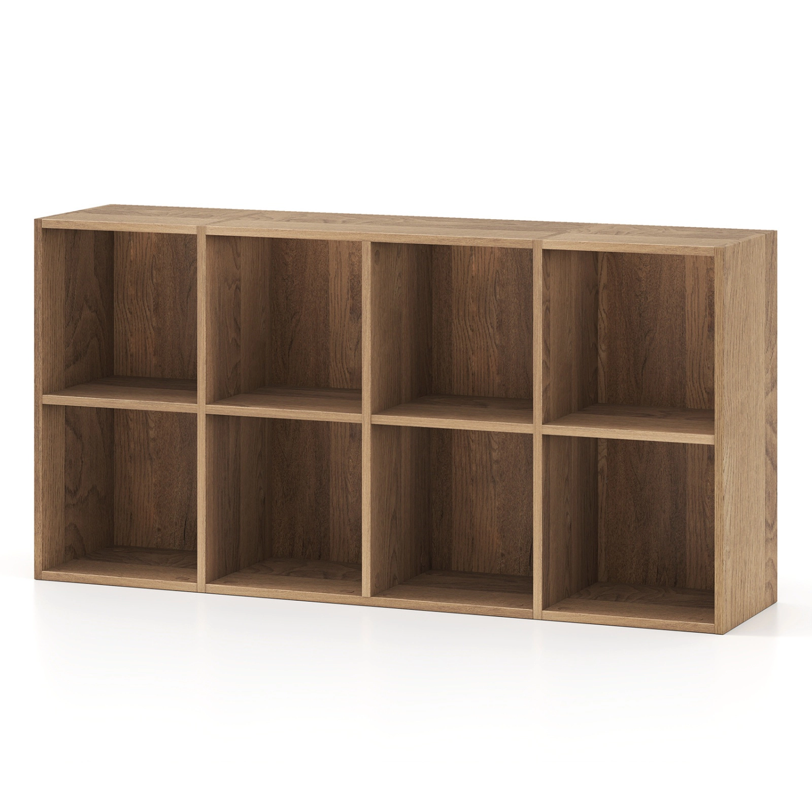 SUGIFT Natural 8-Cube Bookcase 48 in Wide with 180-lb Countertop and Anti-Tipping Kits