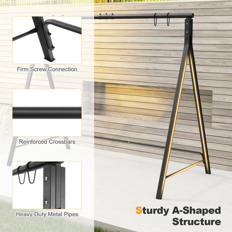 Hivvago Black Metal Swing Stand A-Frame For Patio Hammock Outdoor Garden Porch Base