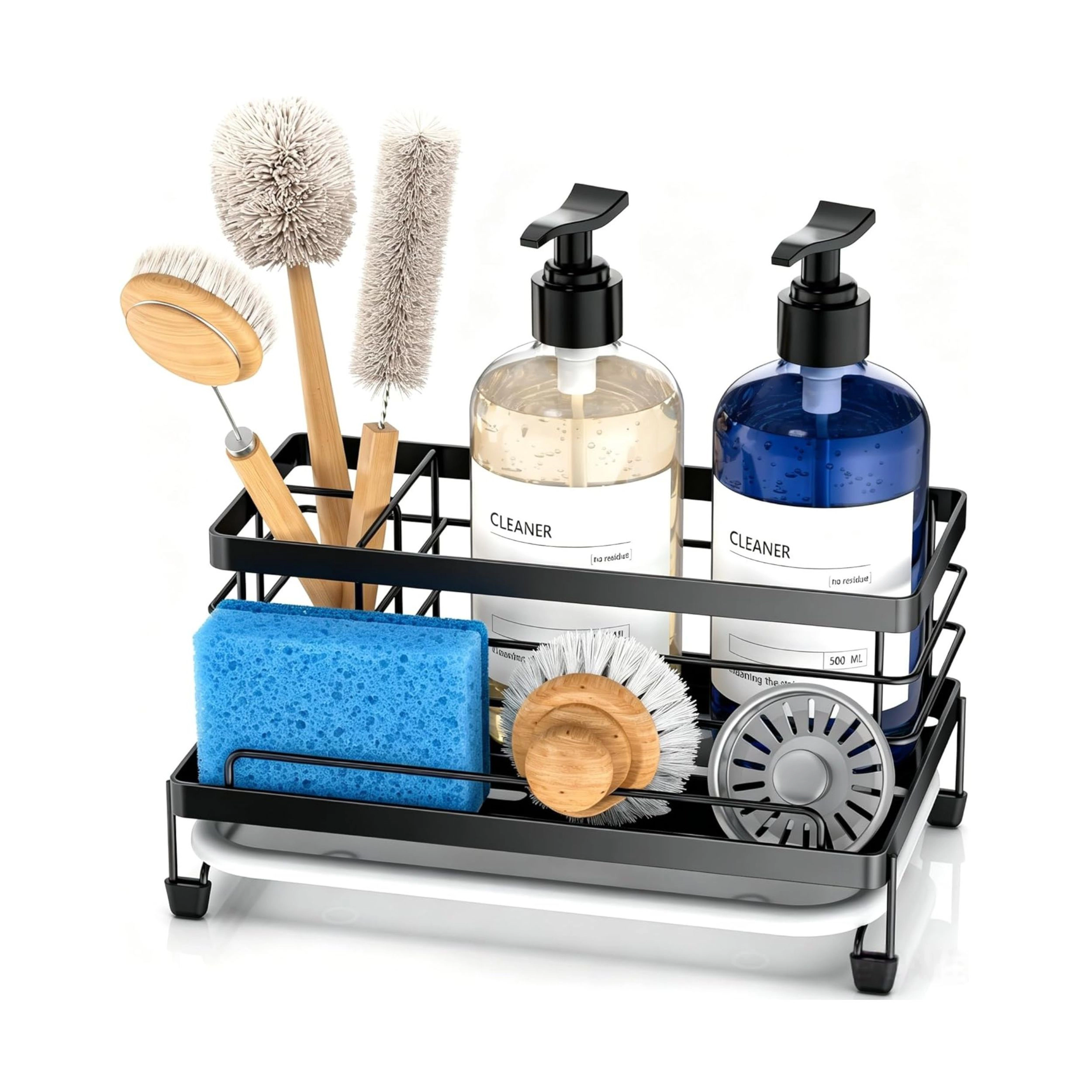 Stock Preferred Kitchen Sponge Holder with Drip Tray Rustproof Sink Caddy Organizer