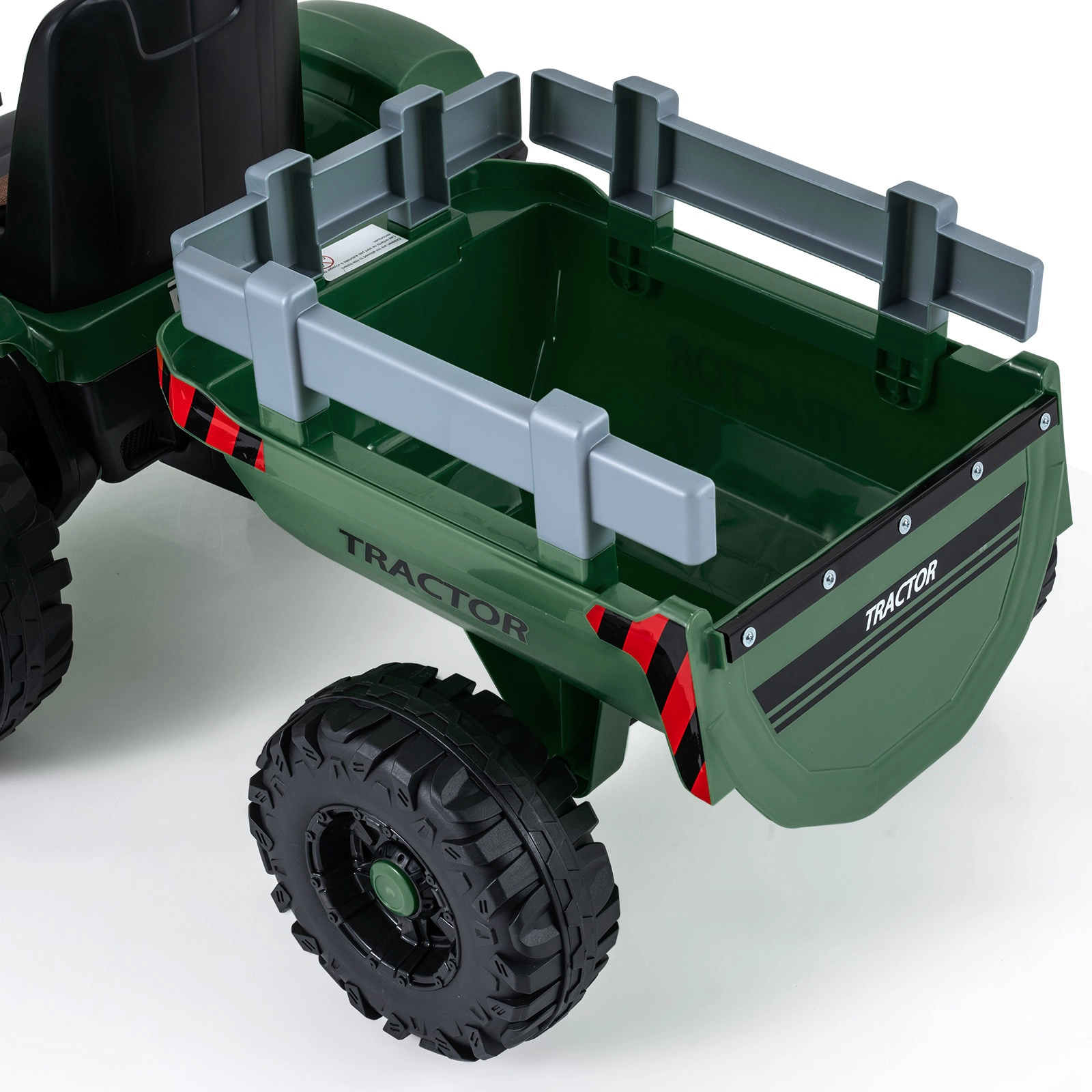 SUGIFT 24V Electric Ride On Tractor Detachable Trailer & Remote Control 77-lb Capacity Ages 3-8 Dark Green 60-in Vehicle