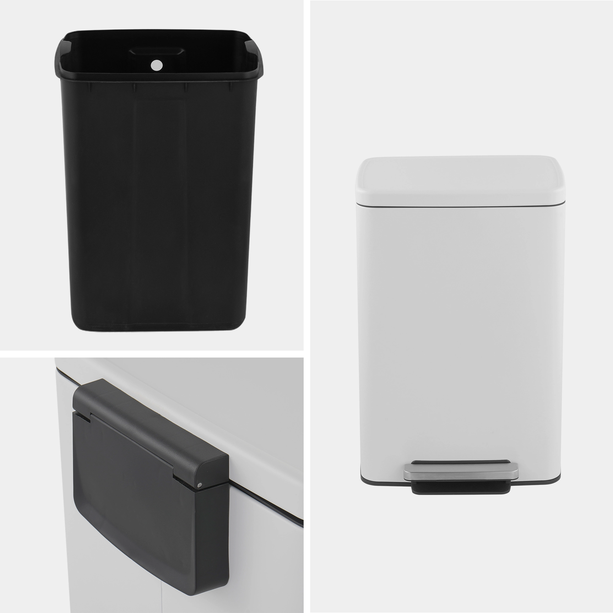 Innovaze Gal./ Liter Rectangular Stainless-Steel-Made Matt White Step-on Trash Can for Kitchen