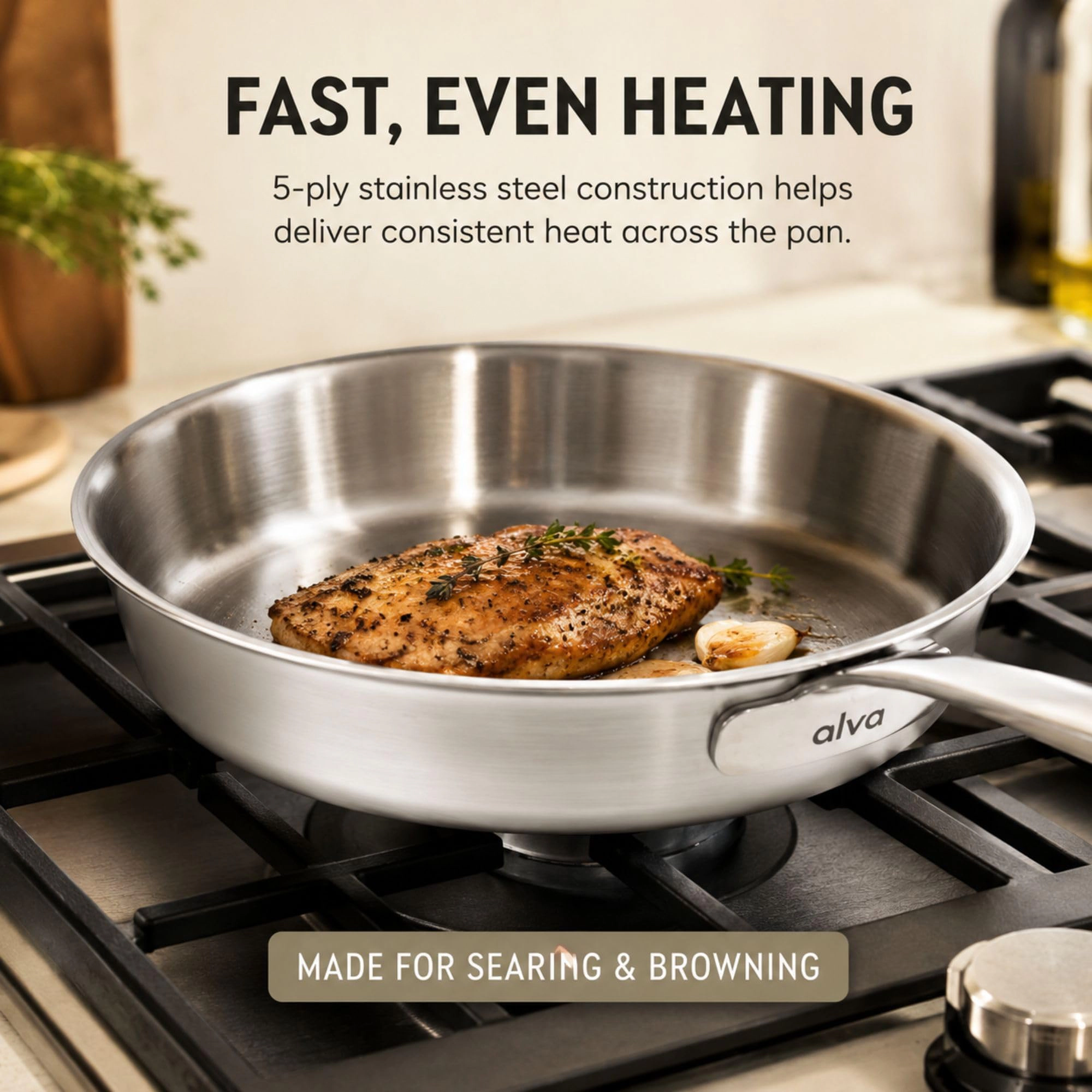 Alva Maestro 5-Ply Stainless Steel Frying Pan