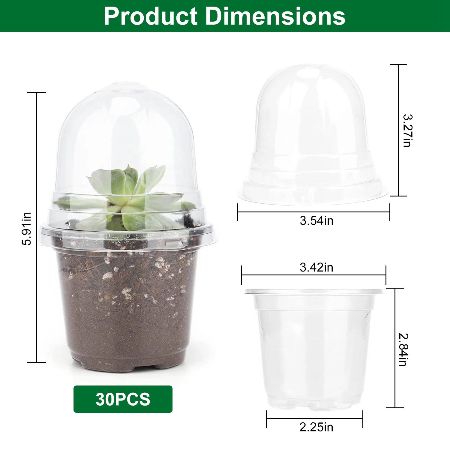 GBruno 30-Piece Clear Plant Nursery Pots With Domes