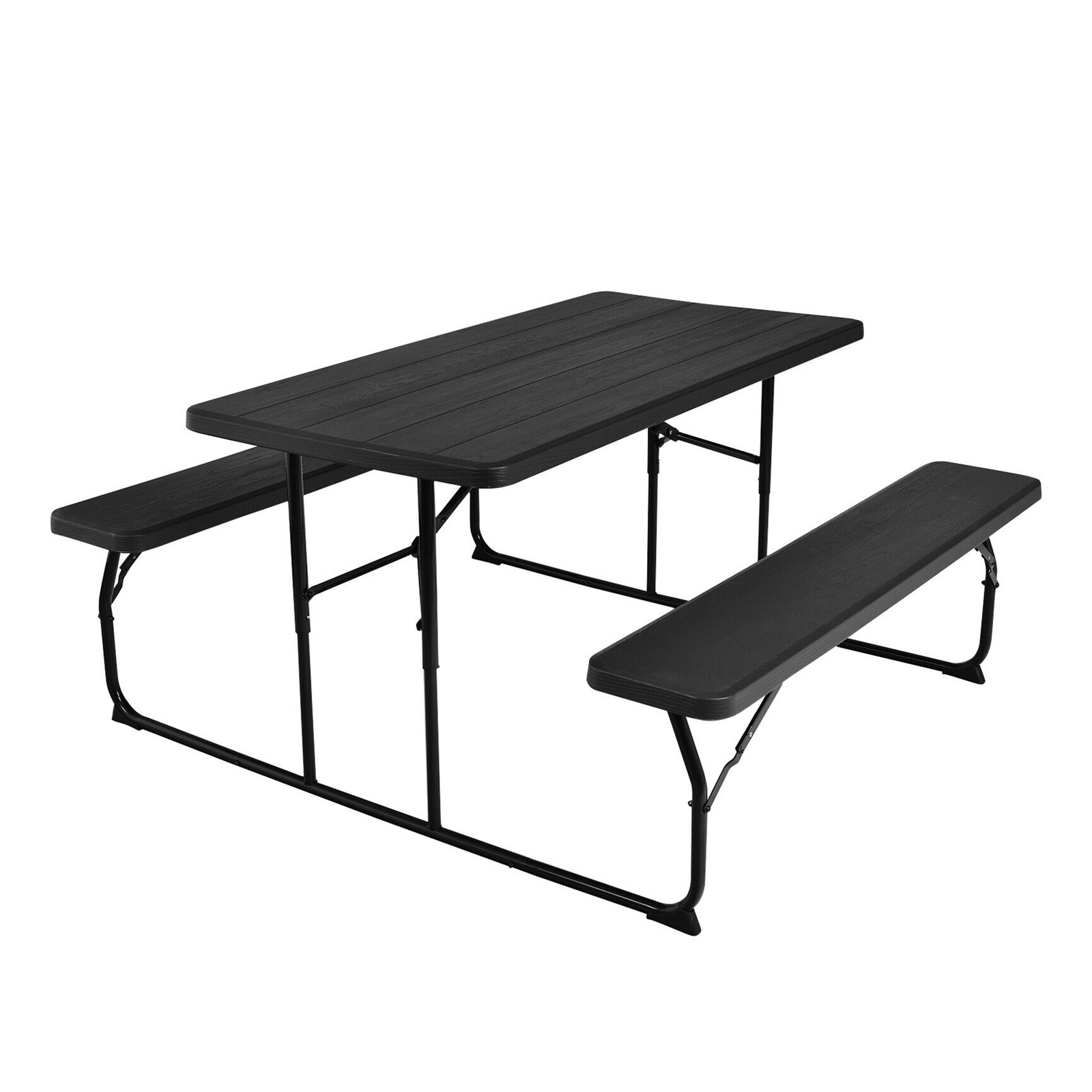 SUGIFT Indoor and Outdoor Folding Picnic Table Bench Set 550-lb Bench Capacity 330-lb Desktop Capacity Black