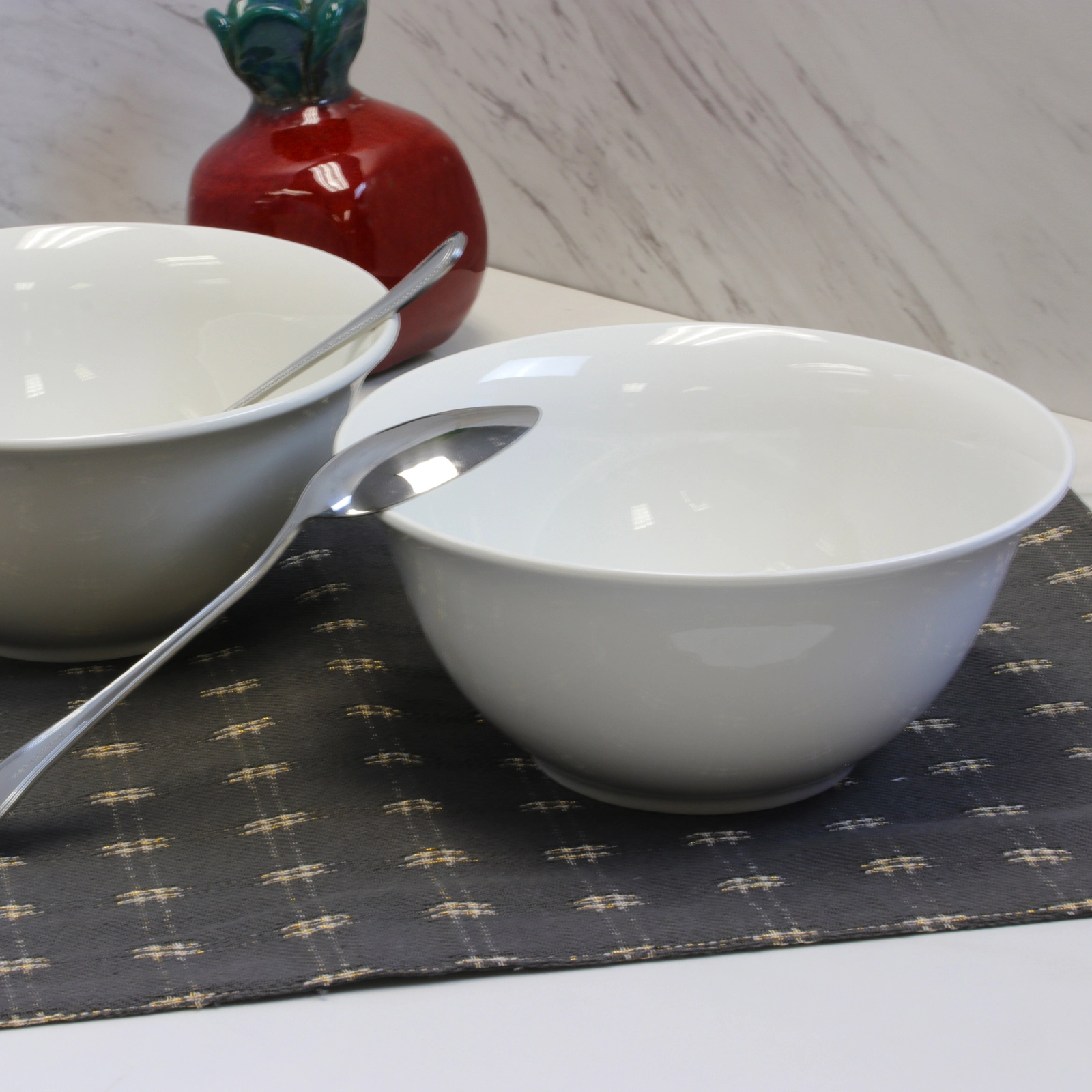 Gibson Home 2 Piece Inch Ceramic All-Purpose Round Bowl Set in White