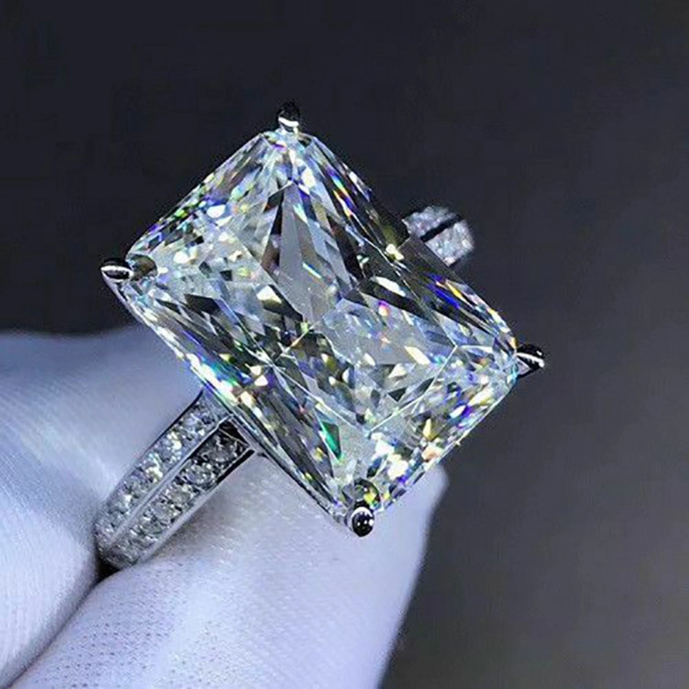 Classical Engagement Ring Rectangle Cut Zirconia Promise Ring